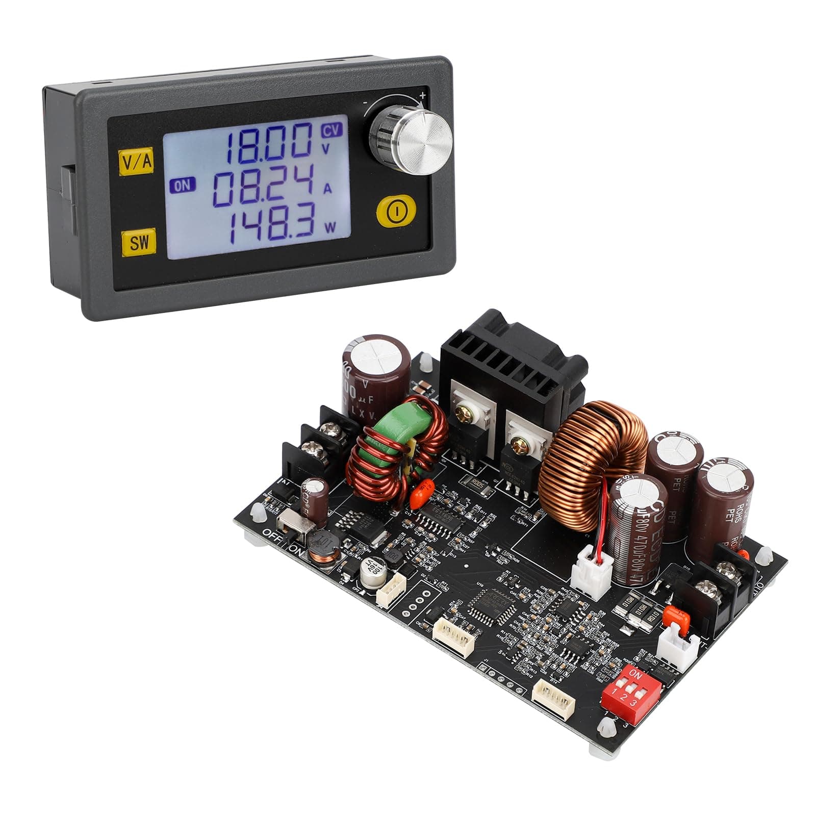 CNC DC Buck Converter with Meter, 6-70V to 0-60V 10A 600W, DC 5V 9V 12V 24V 36V 48V 60V Fixed Output Voltage, Adjustable Power Supply Voltage Regulator Step Down Module