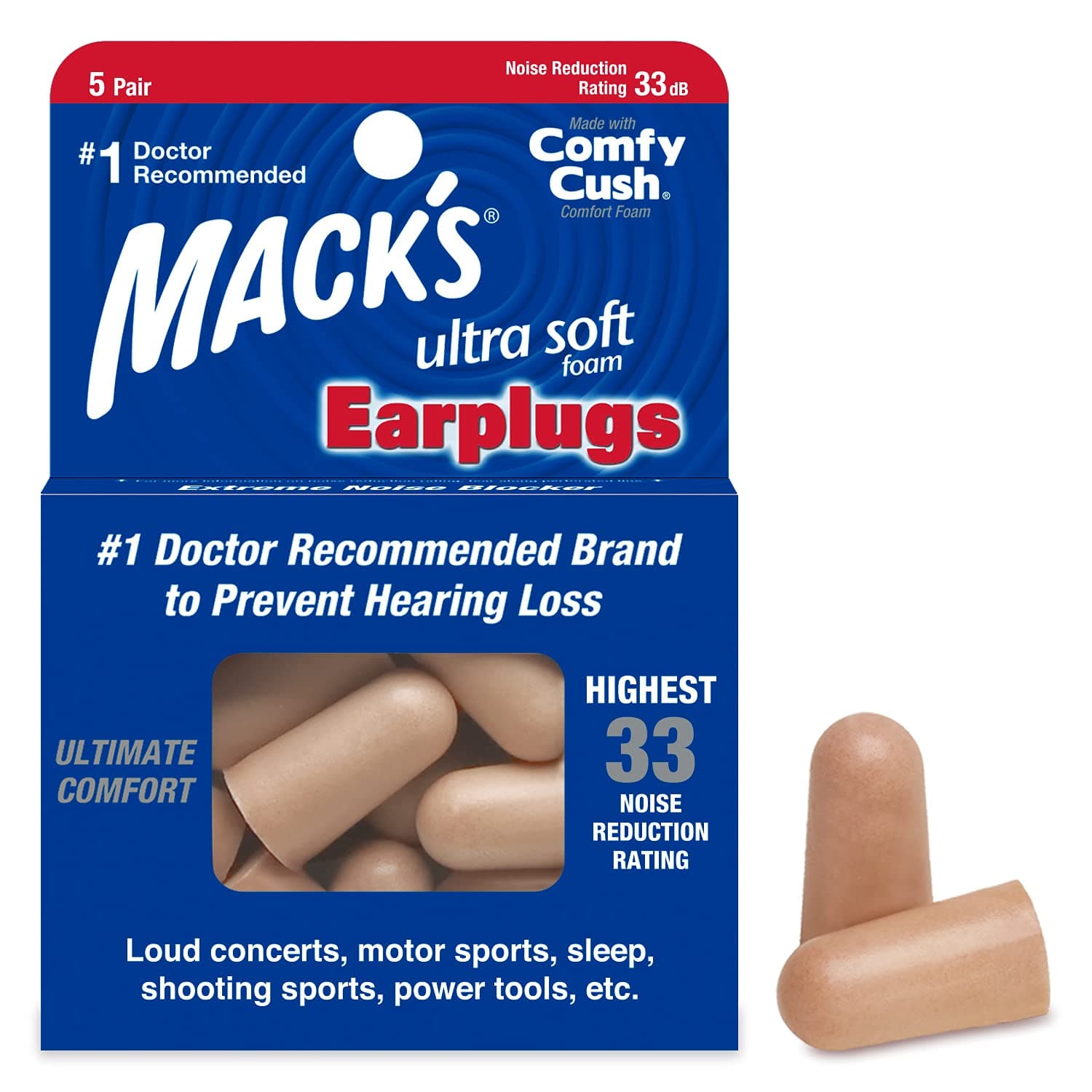 Ultra Safesound Ear Plugs (5-Pair Box)
