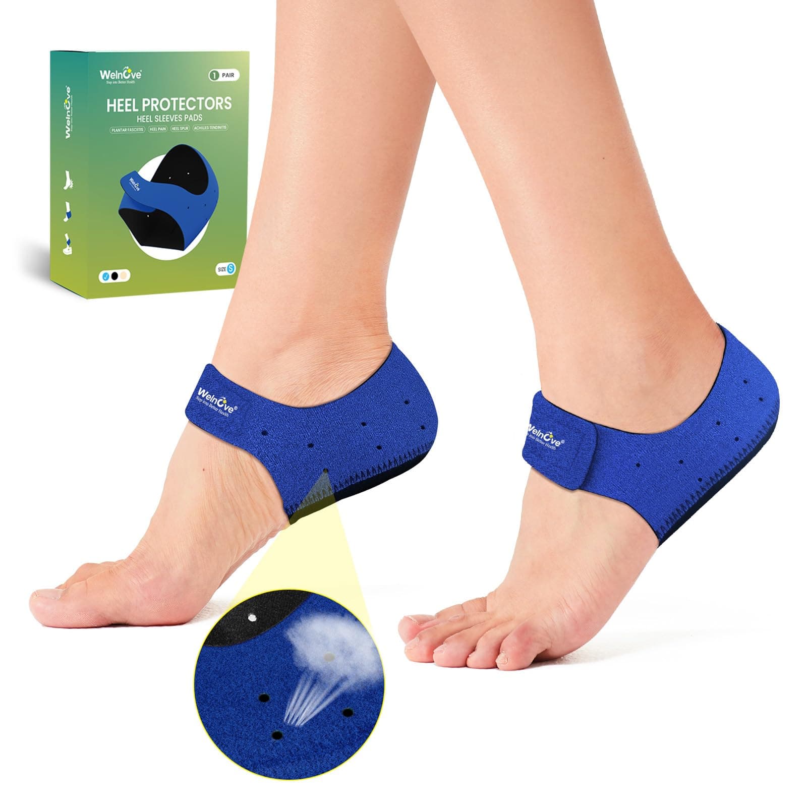 Heel Protector Cups for Women Shoes - Welnove Heel Inserts Pads for Plantar Fasciitis Relief, Heel Support Cushion for Heel Pain Heel Spur Achilles Tendinitis Dry Cracked Heels(W 4.5-9 / M 5-8)