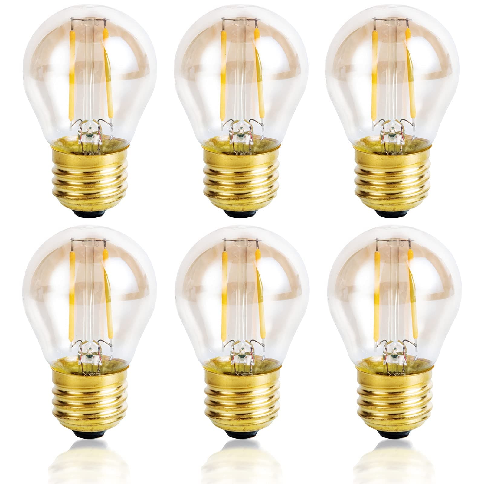Vintage Amber Light Bulbs 25 watt Equivalent Dimmable E26 LED Bulb 2500K Warm Light, 2W LED Globe Edison Decorative Light Bulb, 6 Pack