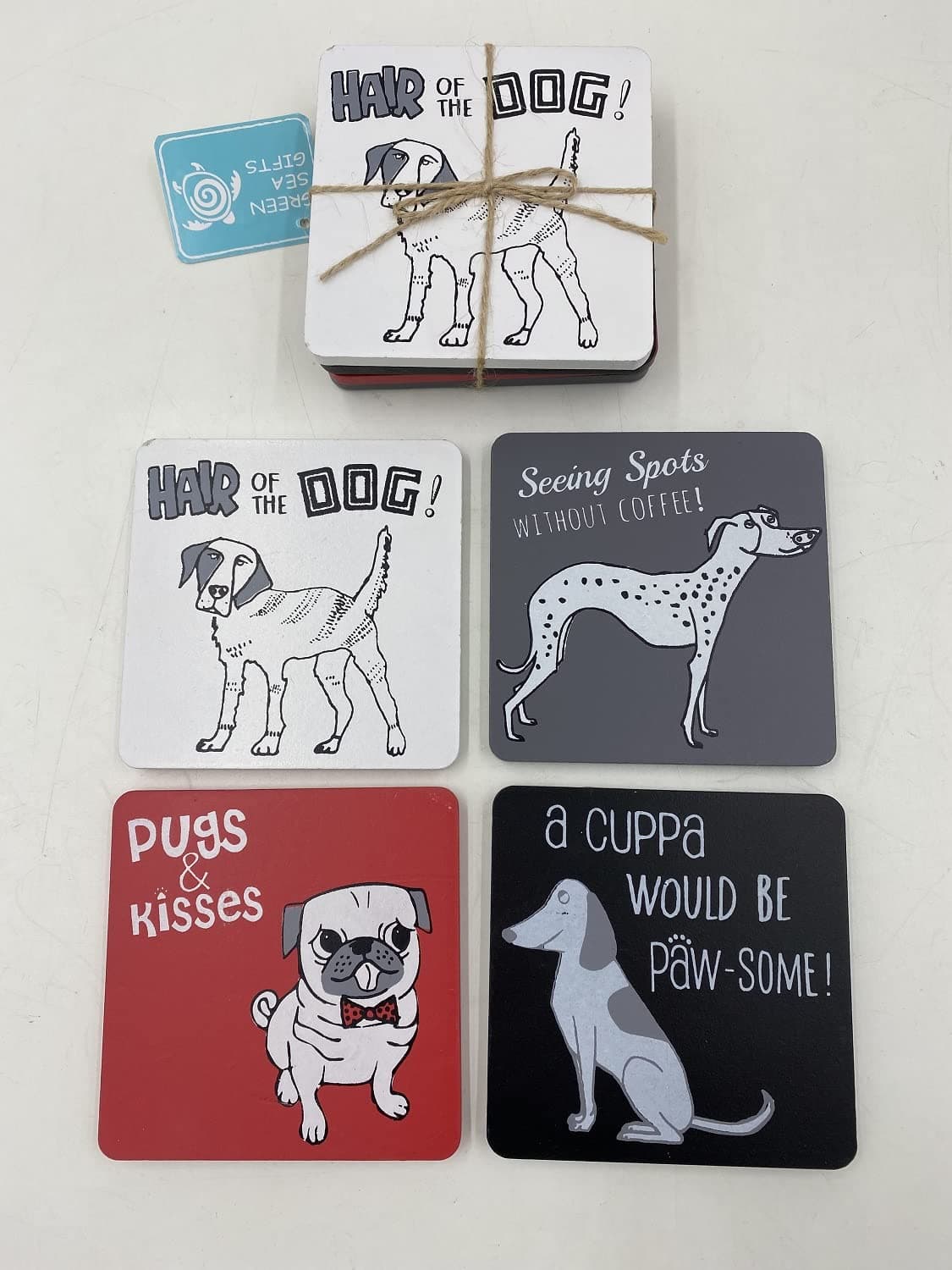 KandyToys Coaster Set ~ Set of 4 Wood Coasters ~ DOGS
