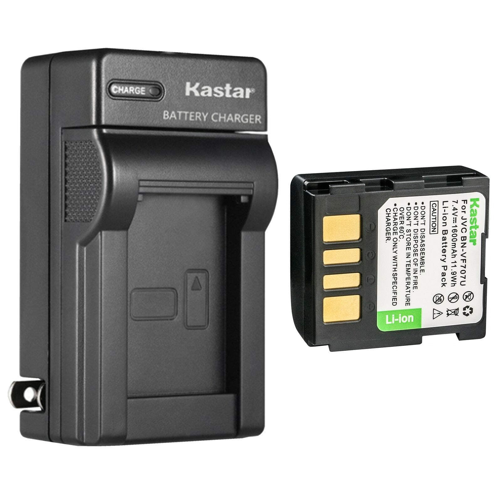Kastar 1-Pack BN-VF707U Battery and AC Wall Charger Replacement for JVC GR-D270AG GR-D270AH GR-D270AS GR-D270E GR-D270EG GR-D270EK GR-D270EW GR-D270EX GR-D270EY GR-D270EZ GR-D270TW GR-D270U GR-D270US