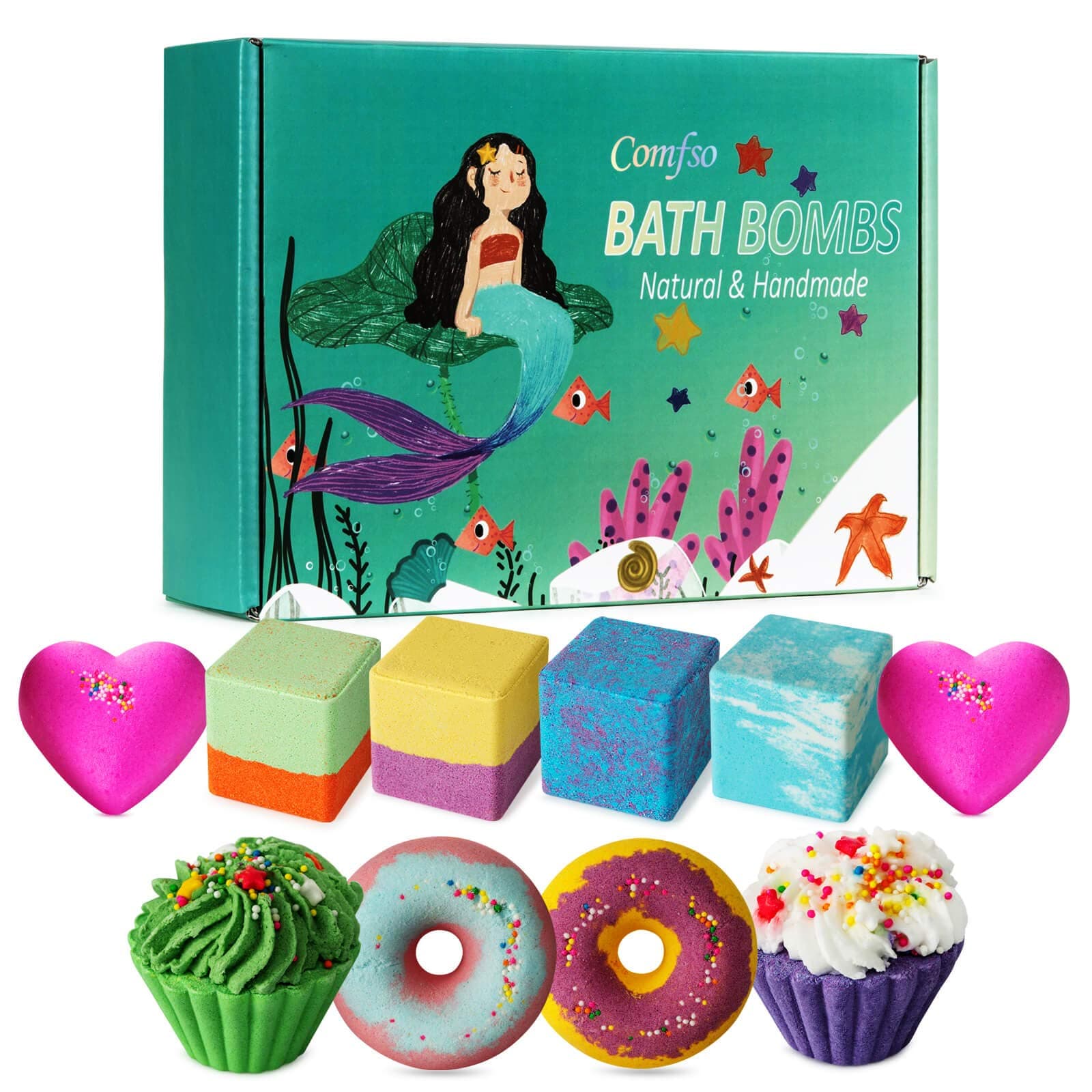 10 Bath Bombs for Kids, Bath Bomb Gift Set, Natural Bubble Bathbombs, Shea Butter Dry Skin Moisturize, Fizzy Spa Bath for Her Mom Women Kids Girls Girlfriend, Birthday, Easter Basket Stuffers