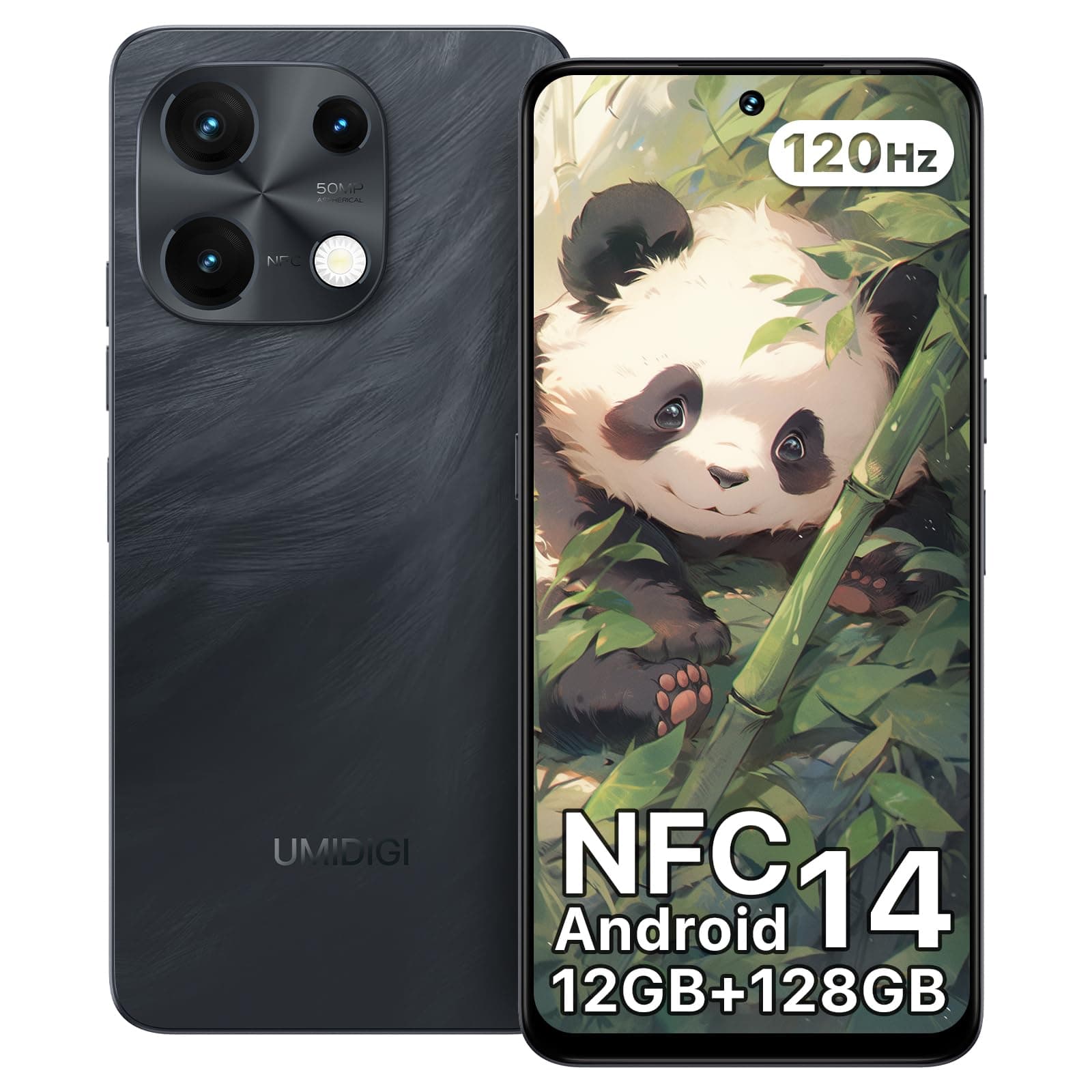 UMIDIGI Note 100 Unlocked Phones,Android 14 NFC Cell Phone,12(6+6) GB+128GB/ TF 1TB, 6.8''HD+120Hz Display,50MP Camera, 5000mAh+20W Fast Charge,Dual SIM Android Phones,Face ID+Fingerprint Unlock,GPS