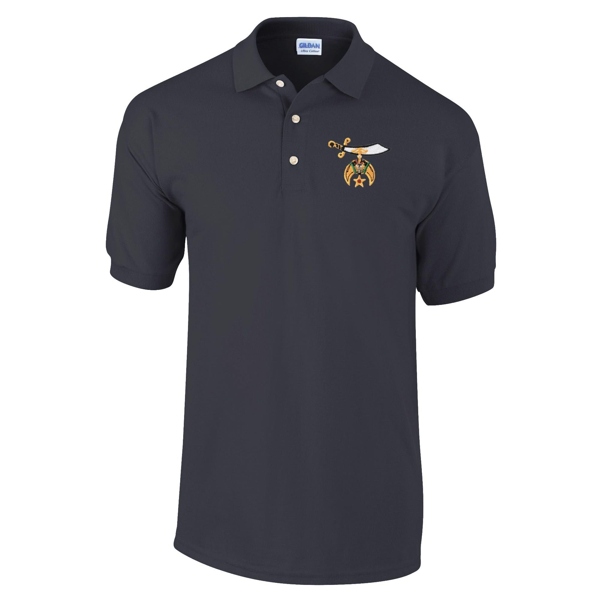 Logoz USA - Shriners Polo Golf Shirt Masonic Apparel Personalized Clothing- Mens Dress Shirt Black
