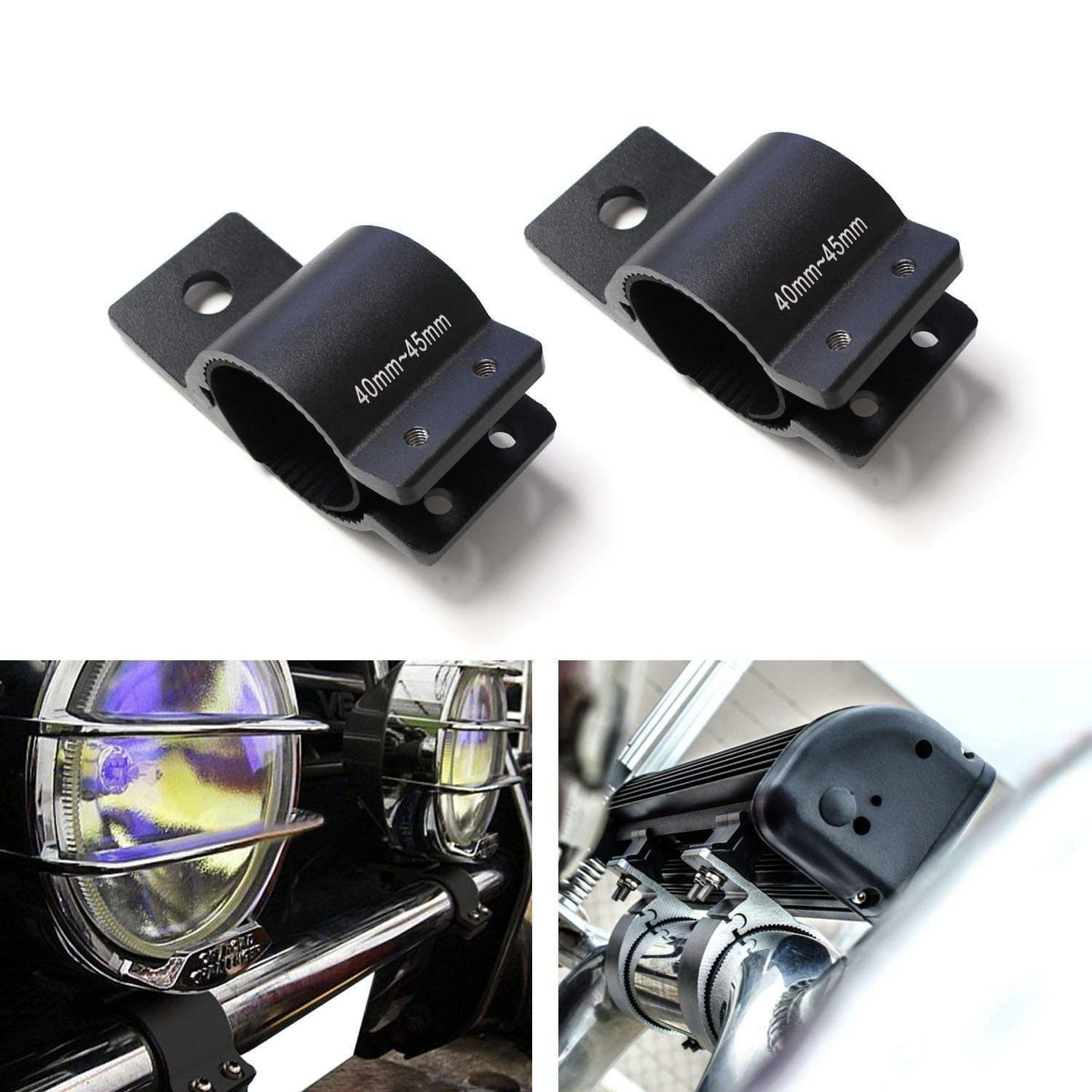 iJDMTOY (Pair 40mm-45mm 1.5-Inch Bullbar Mounting Bracket Clamp Compatible with LED Light Bar, Off-Road Driving Lights, LED Work Lamps