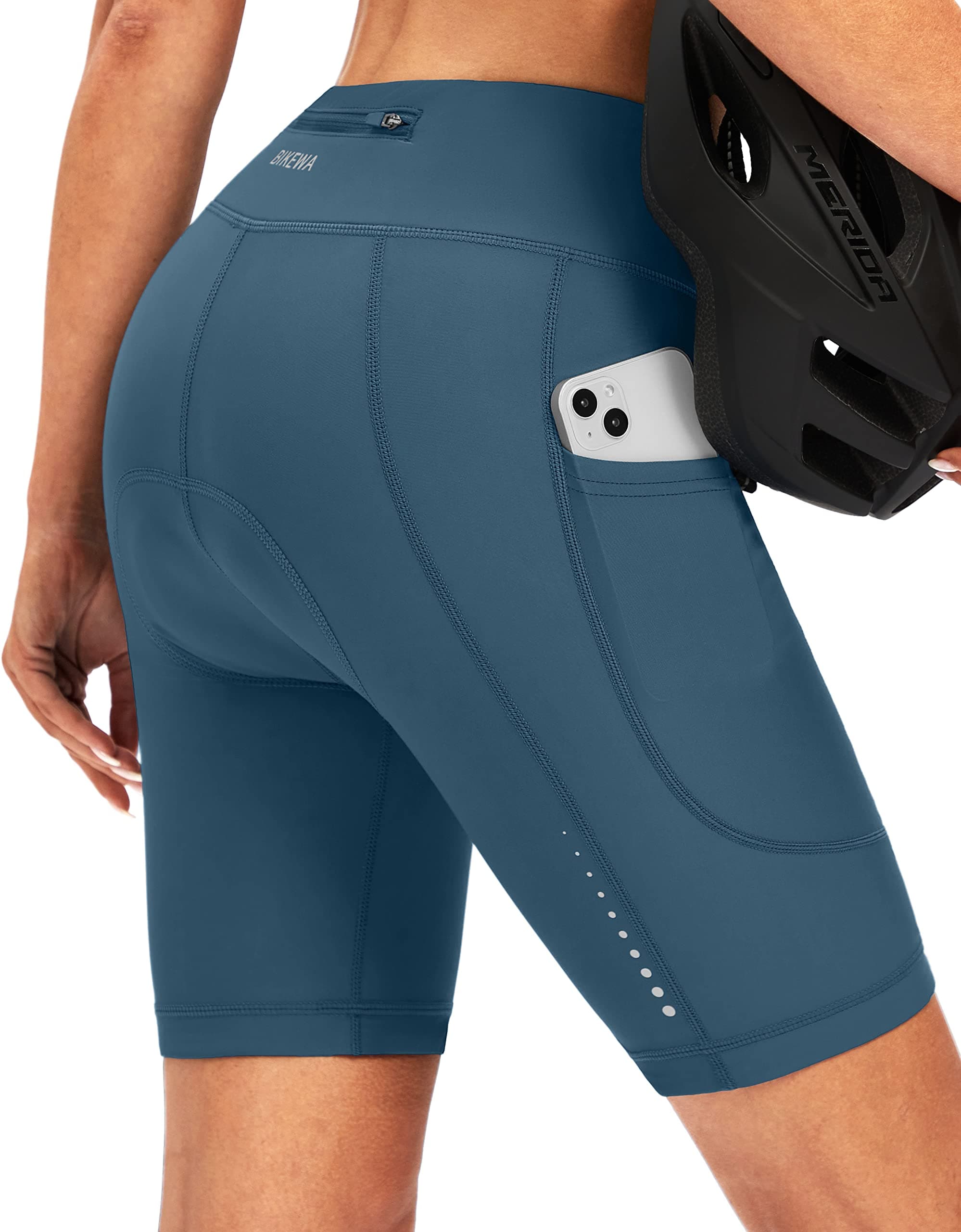 Women's 4D Padded Bike Shorts Cycling Riding Road Biking Bicycle Cycle Shorts for Women Zipper Pockets