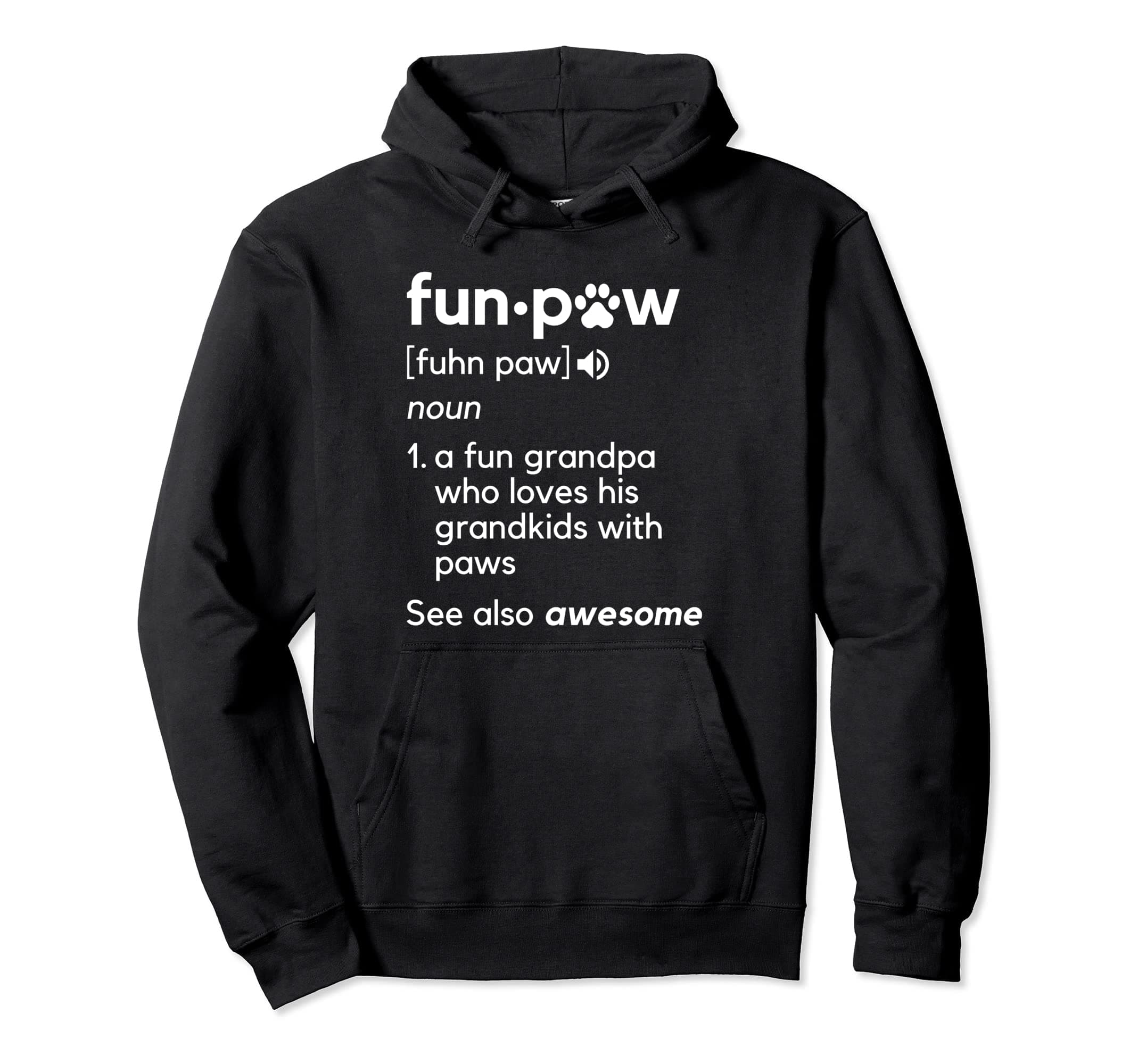 Funpaw Grandpaw Definition Dog Cat Grandpa for Men Pullover Hoodie