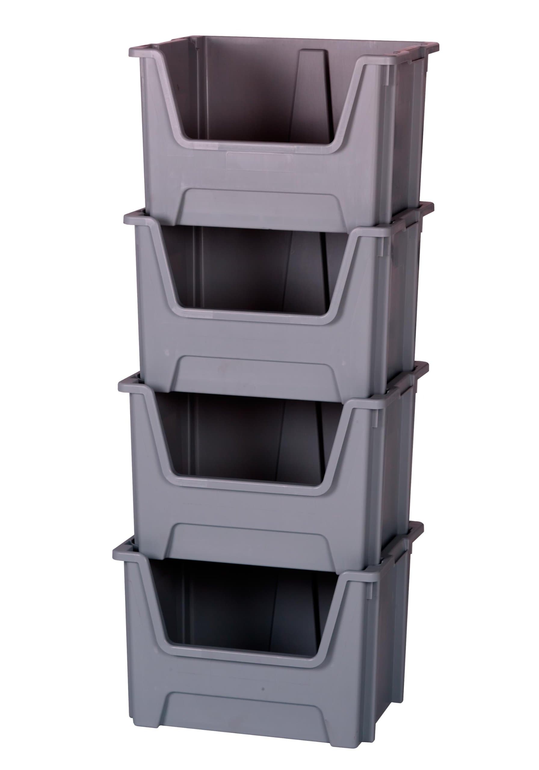 Stacking BIG Plastic Open Fronted Box Bins Recycling Plastic Storage Laundry - 50 Litre Strong Order Picking Bins - QUANTITY DISCOUNTS (4)