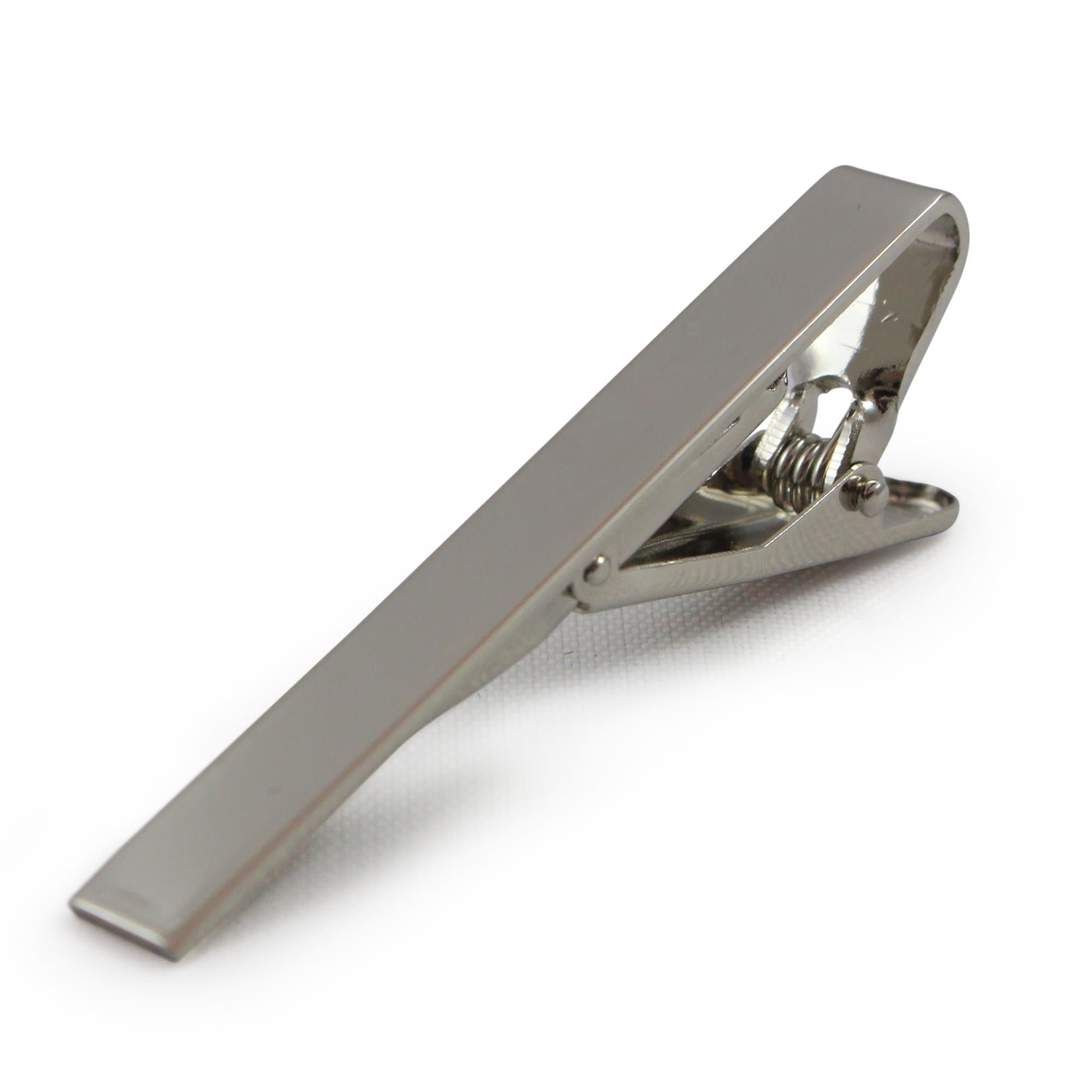 Cascadia Unlimited Mens PREMIUM Silver Metal Tie Clip Slim - Chrome Finish