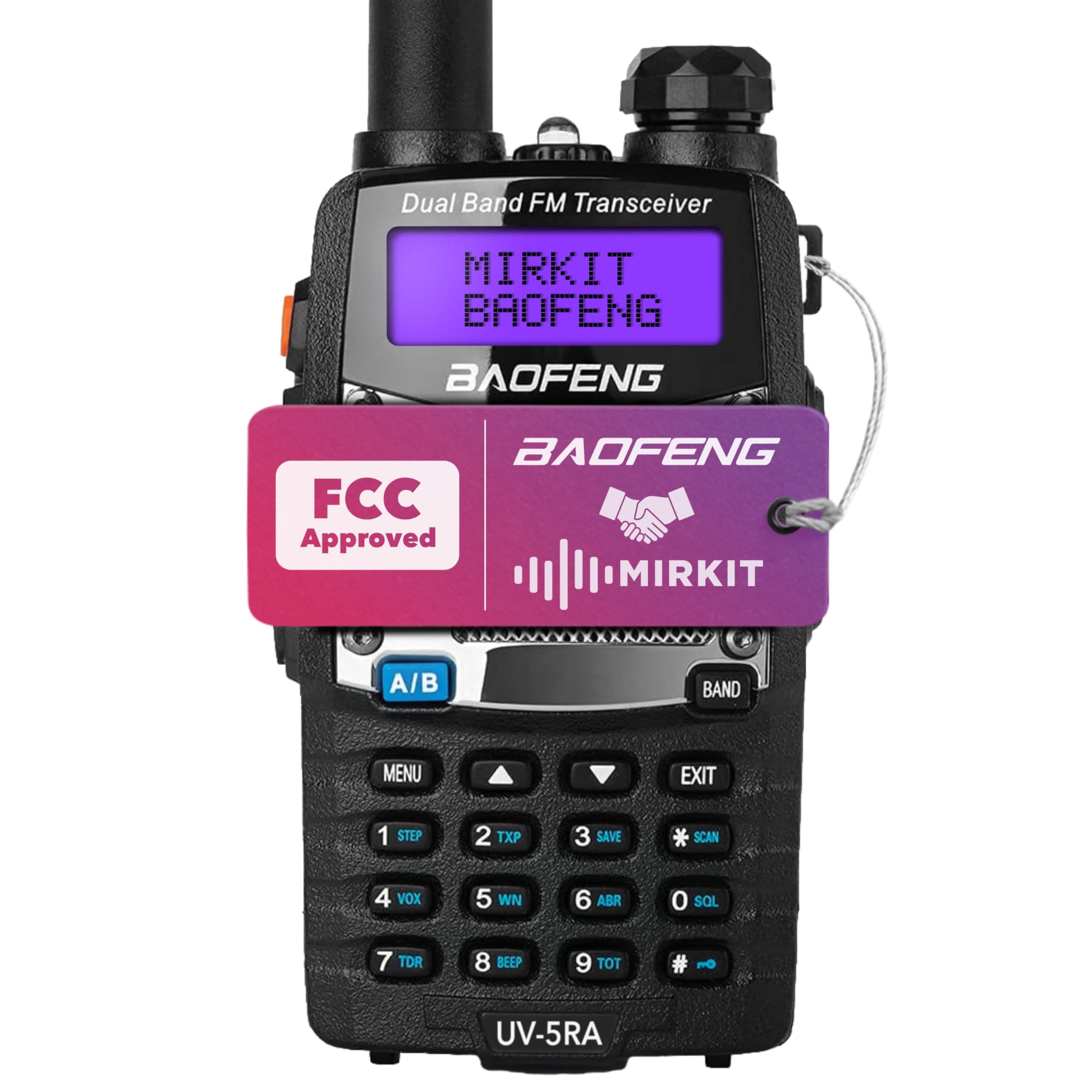 Baofeng Ham Radio UV-5RA 2024 5W Power FCC Approved VHF/UHF 144-148/420-450 mhz with 1800 mAh Li-ion Baofeng Battery and Lanyard Mirkit Ham Radio Operator, Walkie Talkies Dual Band Two Way Radios