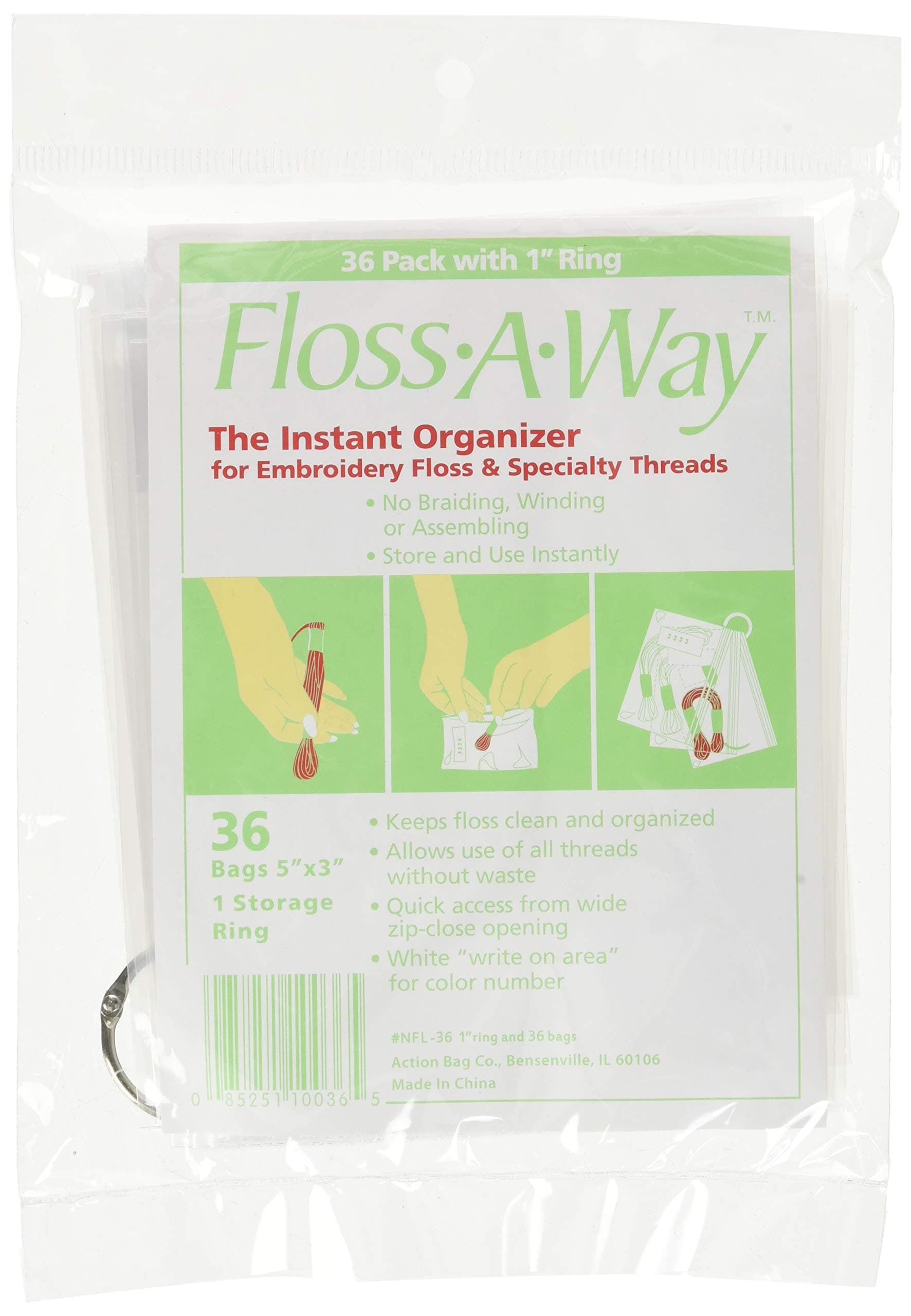 FL36 Floss-A-Way Organizer, 3-Inch x 5-Inch, 36-Pack