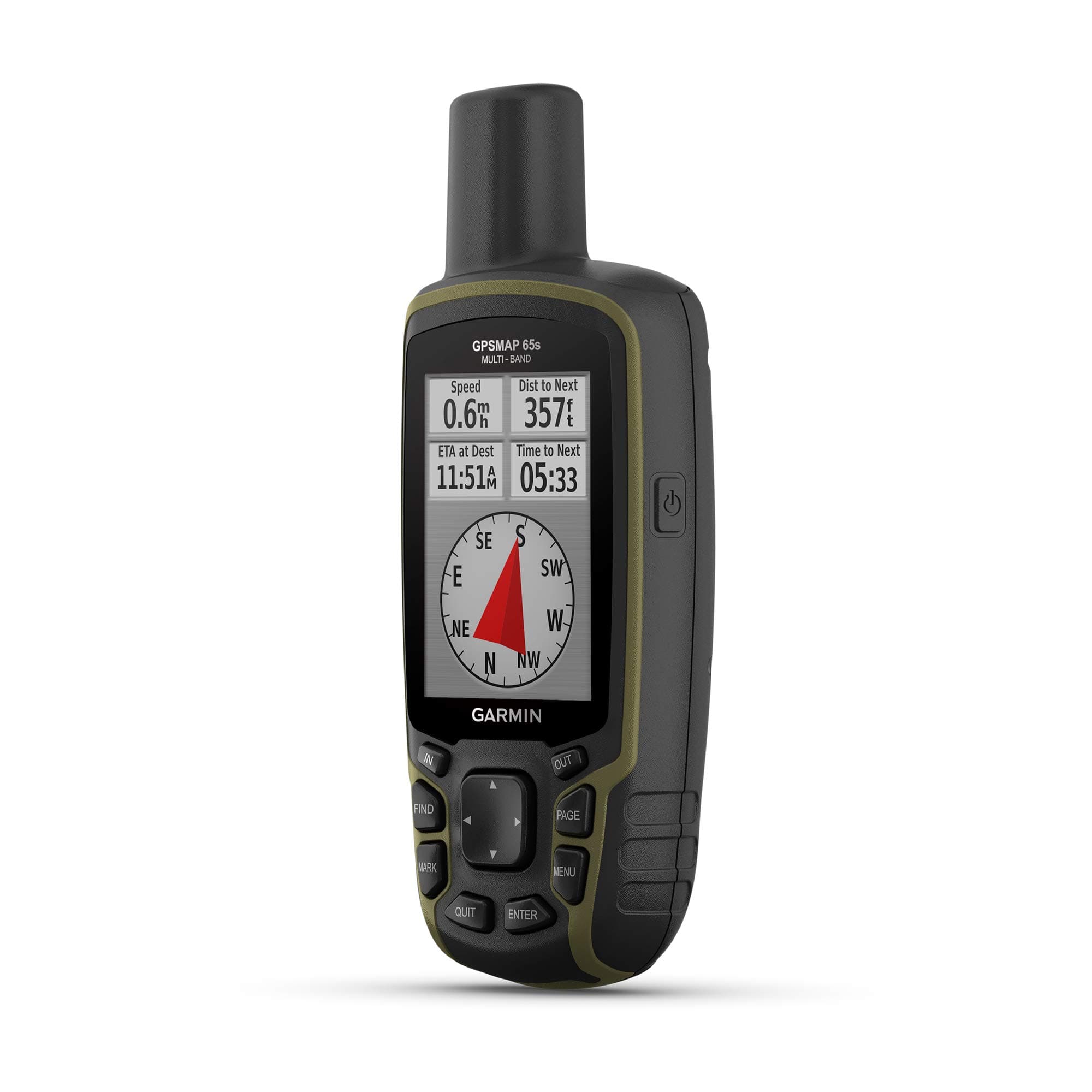 GPSMAP 65s, Button-Operated Handheld with Altimeter and Compass, Expanded Satellite Support and Multi-Band Technology, 2.6" Color Display
