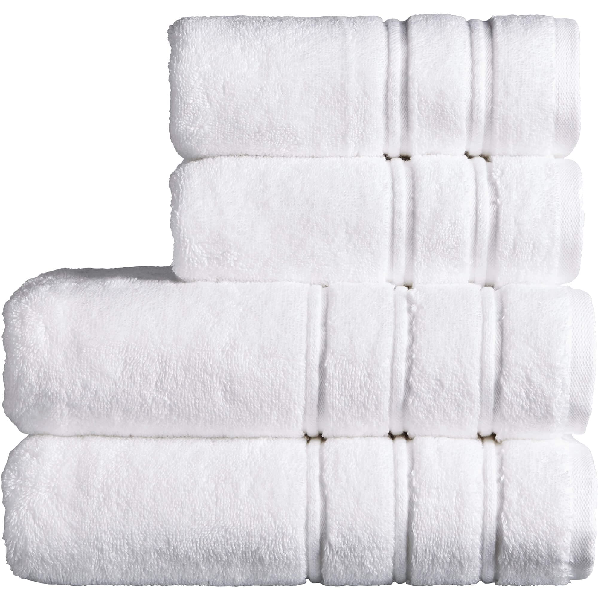 Christy Antalya Large Bath Towels | Set of 4 | 100% Turkish Cotton | 600GSM | Soft Plush Luxury Towel Set | 2 Bath Towels 2 Hand Towels | Quick Dry | White