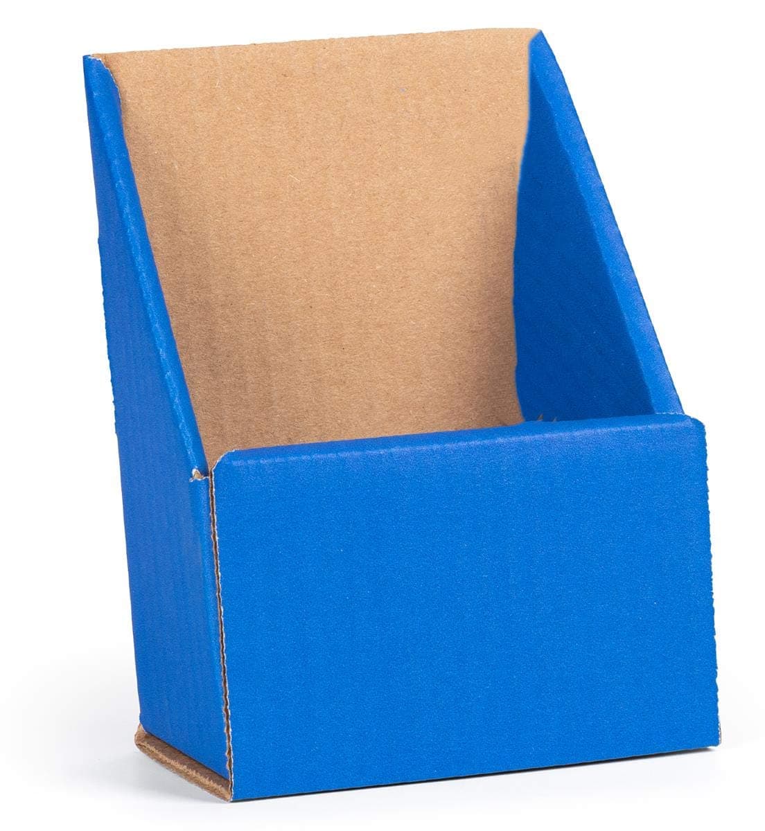 Set of One Hundred - Tabletop Single Pocket Brochure Holder for 4 x 9 Inch Pamphlet, Low Front, Cardboard (Blue)