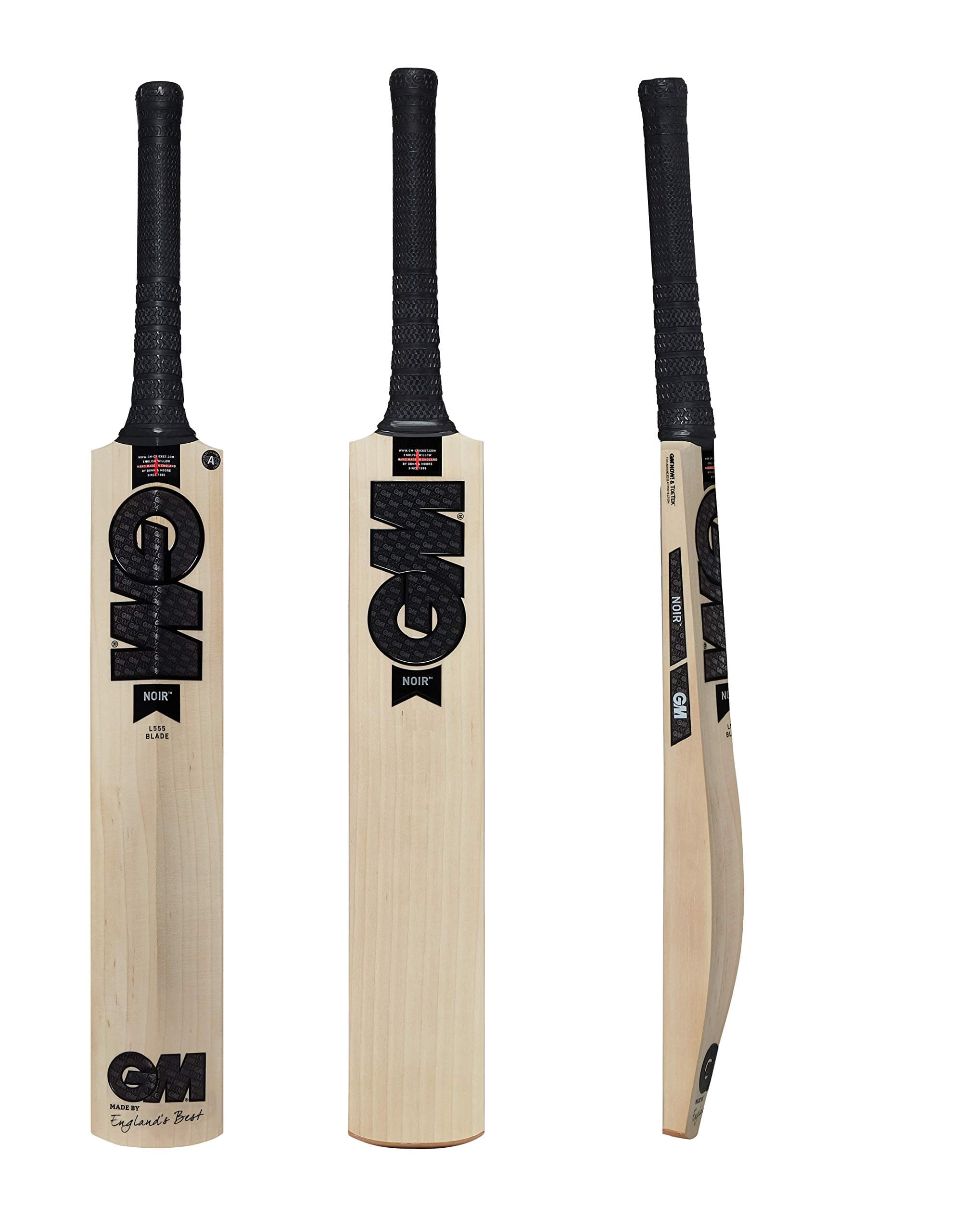 Gunn & Moore GM Noir Signature English Willow Cricket Bat, Full Size - Short Handle (Includes Extra GM bat Grip)