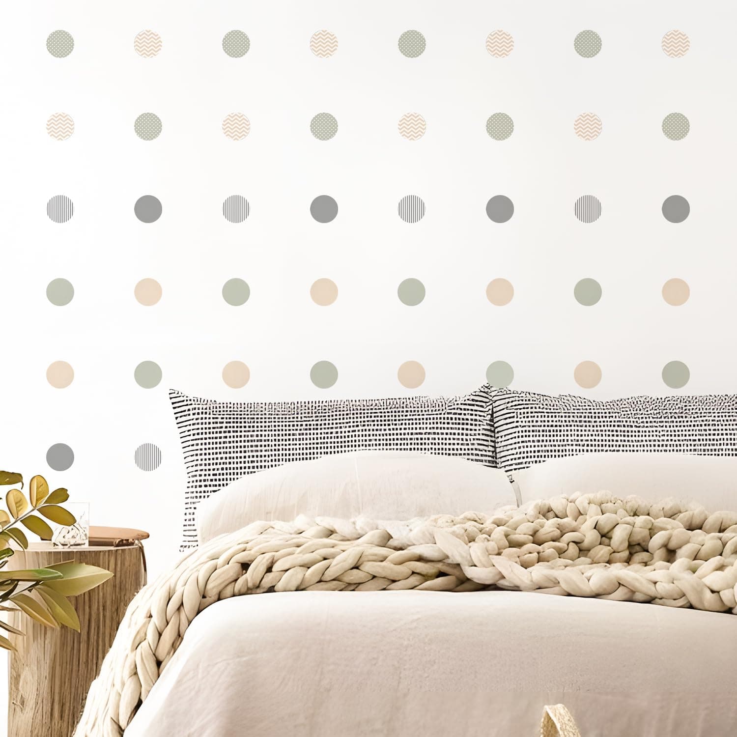 QUCHENG Boho Polka Dots Wall Decal Stickers Baby Wall Sticker Kids Toddler Bedroom Removable Circle Stickers Decor Nursery Livingroom Vinyl Waterproof Wall Decoration 6 Sheets