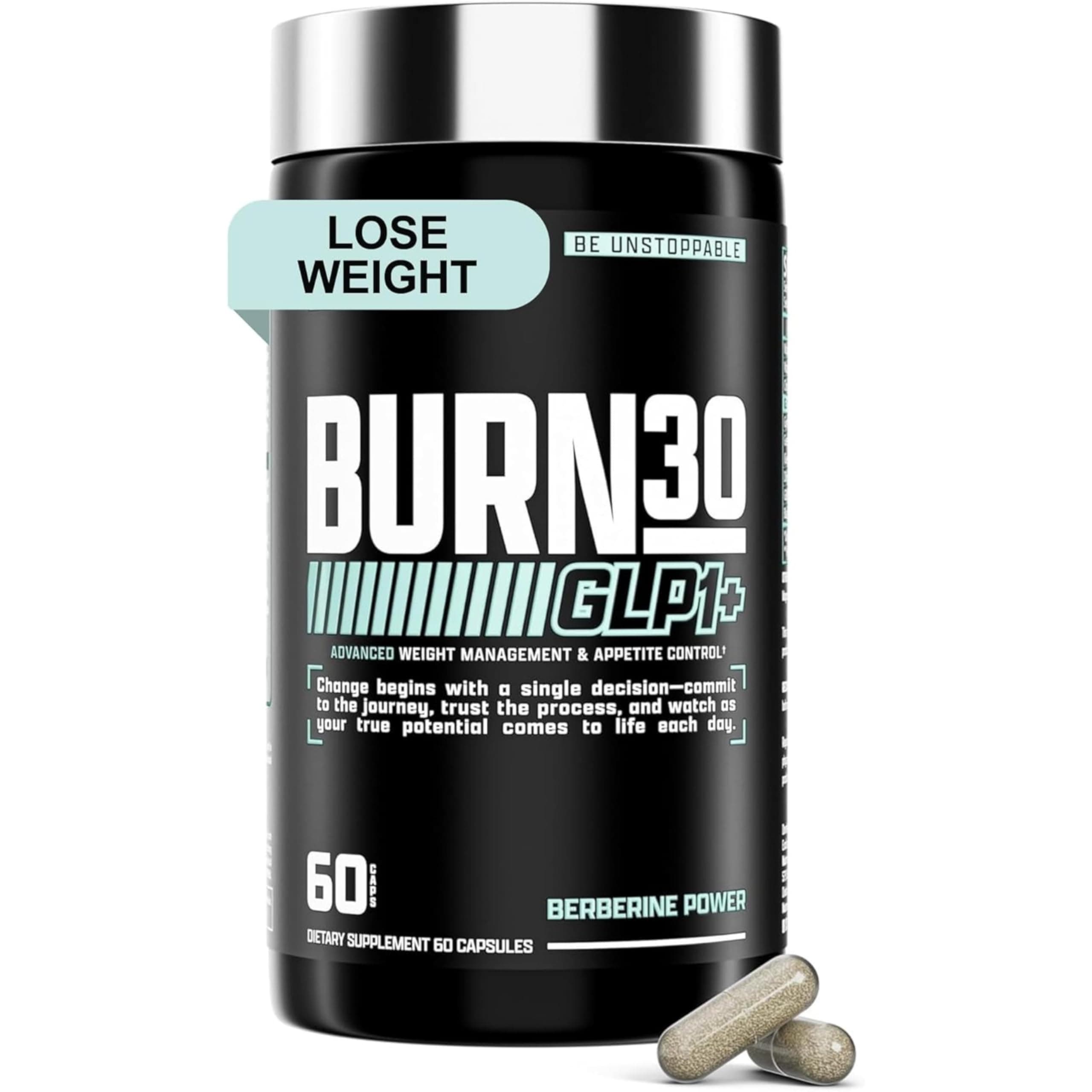 BURN30 GLP-1 Supplement - Super Berberine Weight Management Support GLP1 Naturally | Advanced Appetite Control & Metabolism Support with Clinically Studied Ingredients  | Stimulant Free