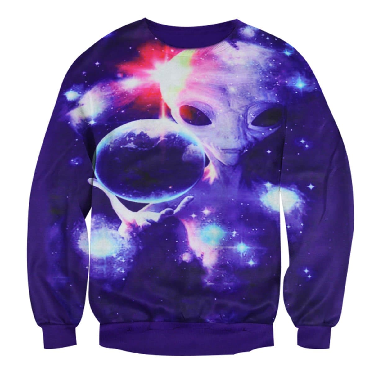 SWEET Women Harajuku Galaxy Alien 3D Sweatshirts Hip Hop Pullover Hoodies S