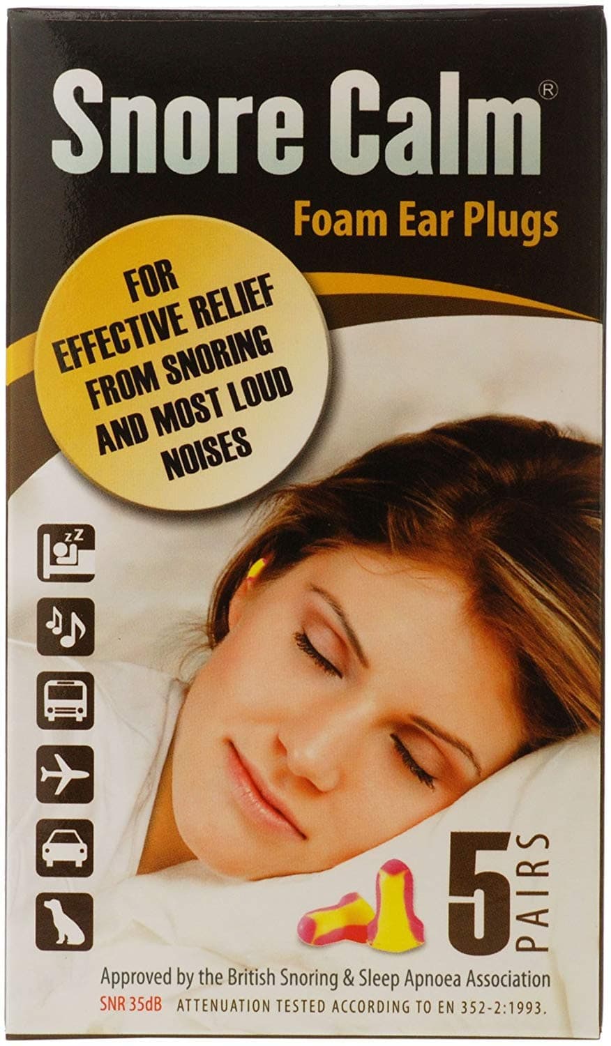 Snore Calm Foam Ear Plugs 5 Pairs