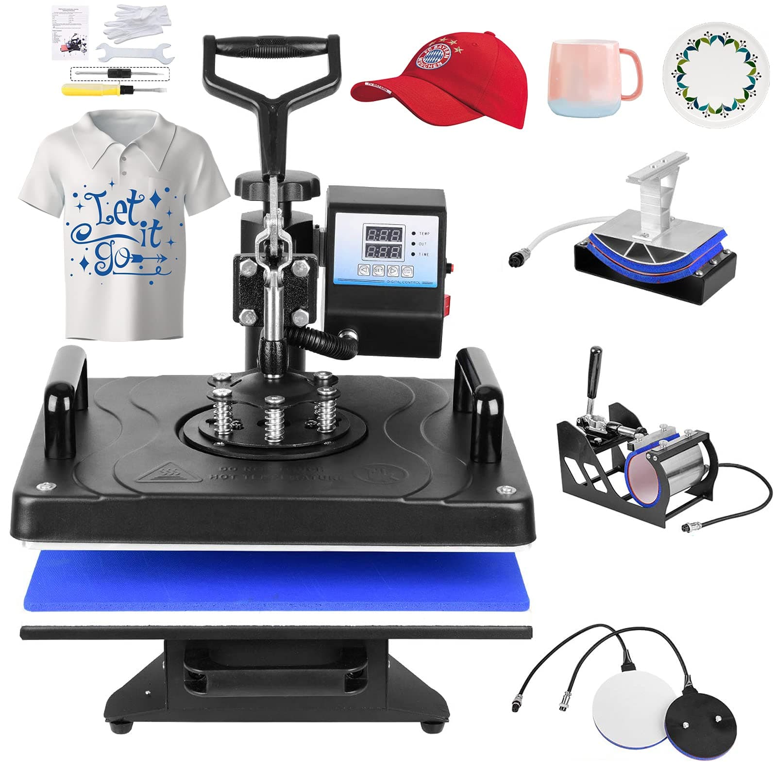 5 in 1 Heat Press 12 X 15 Inch Heat Press Machine,Swing Away Heat Press Transfer Sublimation for T Shirt Hat Mug Cap Plate, 360 Degree
