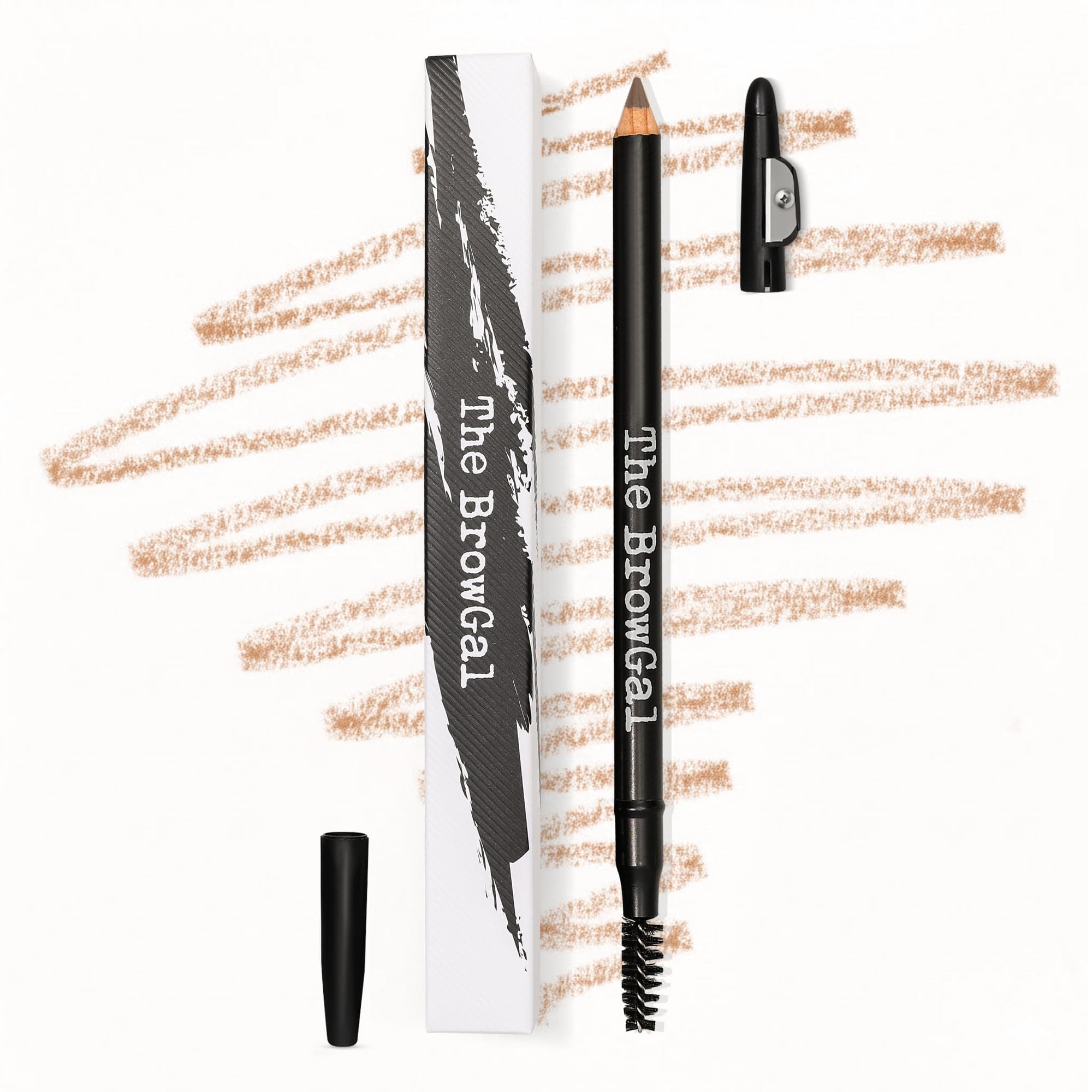 The BrowGal - 3 in 1, Skinny Eyebrow Pencil - 06 with Sharpener Cap & Spoolie Brush - Draws Tiny Brow Hairs & Fills in Sparse Areas & Gaps, Sharp Enable, Longwear, Long Lasting – "7.4 In, Blonde Color