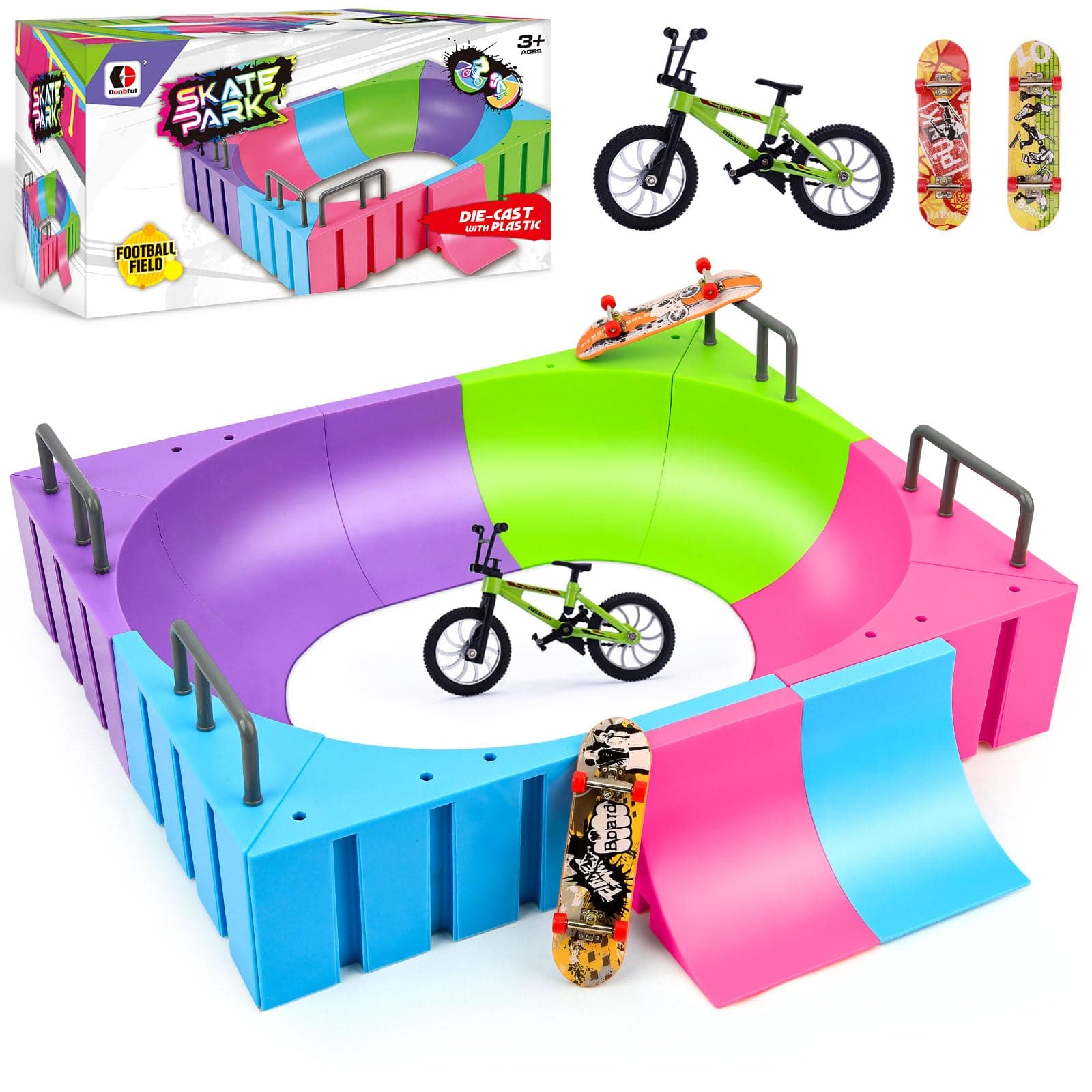 CS COSDDI Finger Skateboards Ramp Set,Mini Fingerboard Rail Kit with 12 Ramps,2 Fingerboards,1 Finger Bike, Finger Toy for Kids Adults,Ultimate Skatepark Training Props - Fingerboard Skate Set