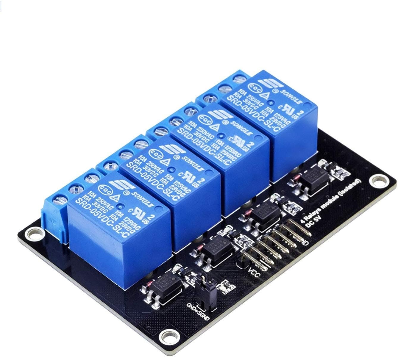 Relay Module 4 Channels, Operation 5V. VC - 10A 110VAC/250VAC/60VDC for Arduino Relay, arduino Relay 4 Channels, arduino Relay Module high Current