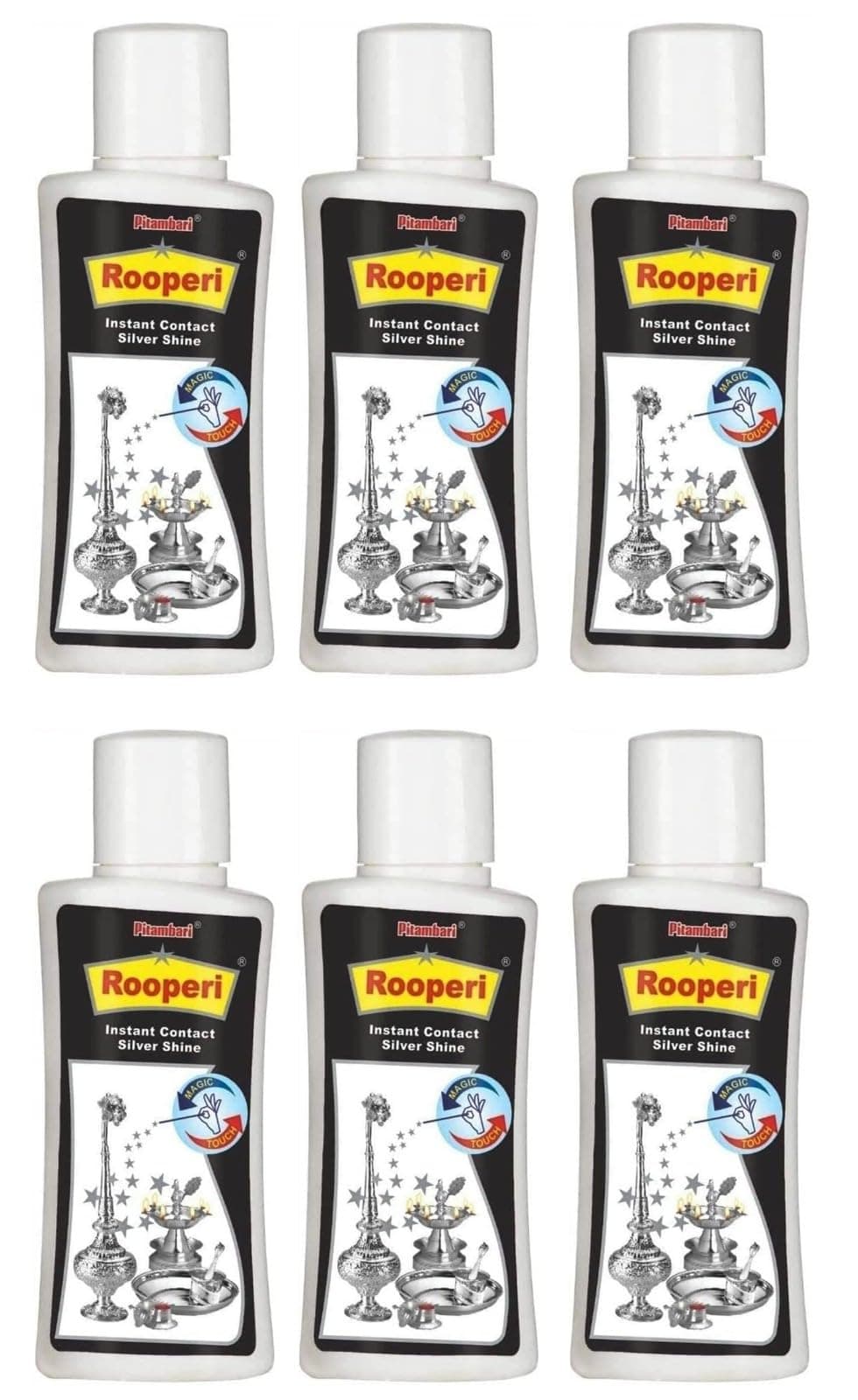 ARAI Pitambari Rooperi Instant Contact Silver Shine,Cleaner 50 ml (50 ML (Pack Of 6))