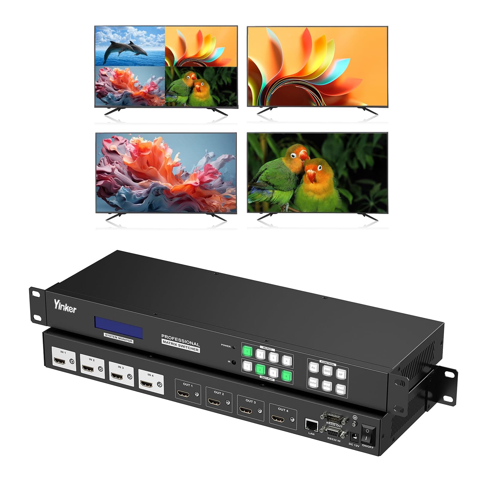 4x4 Video Wall Matrix Multiviewer