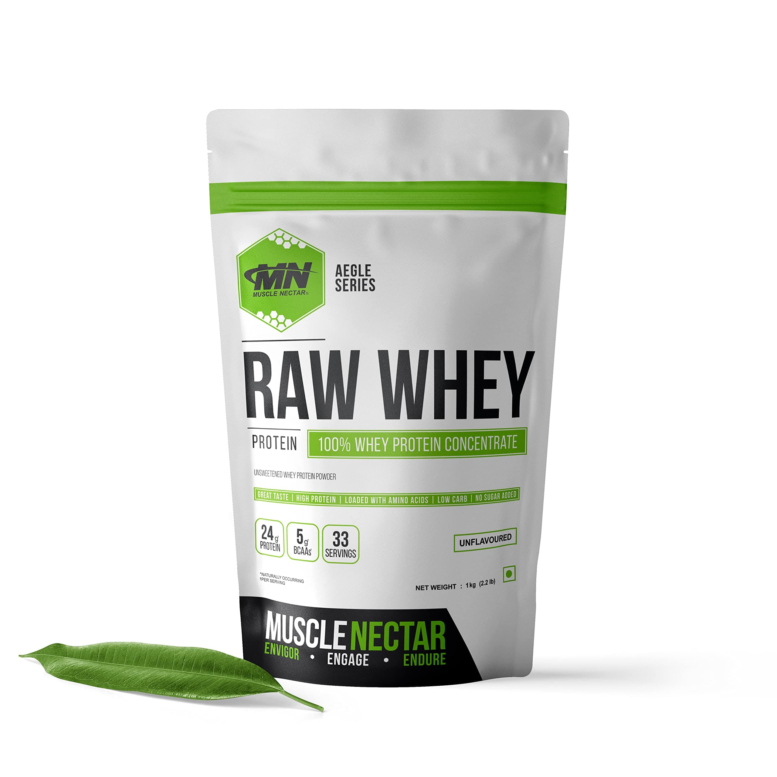 Muscle Nectar (MN) Raw Whey Protein Concentrate, Unflavored (Unflavoured, 1kg (2.2lb))