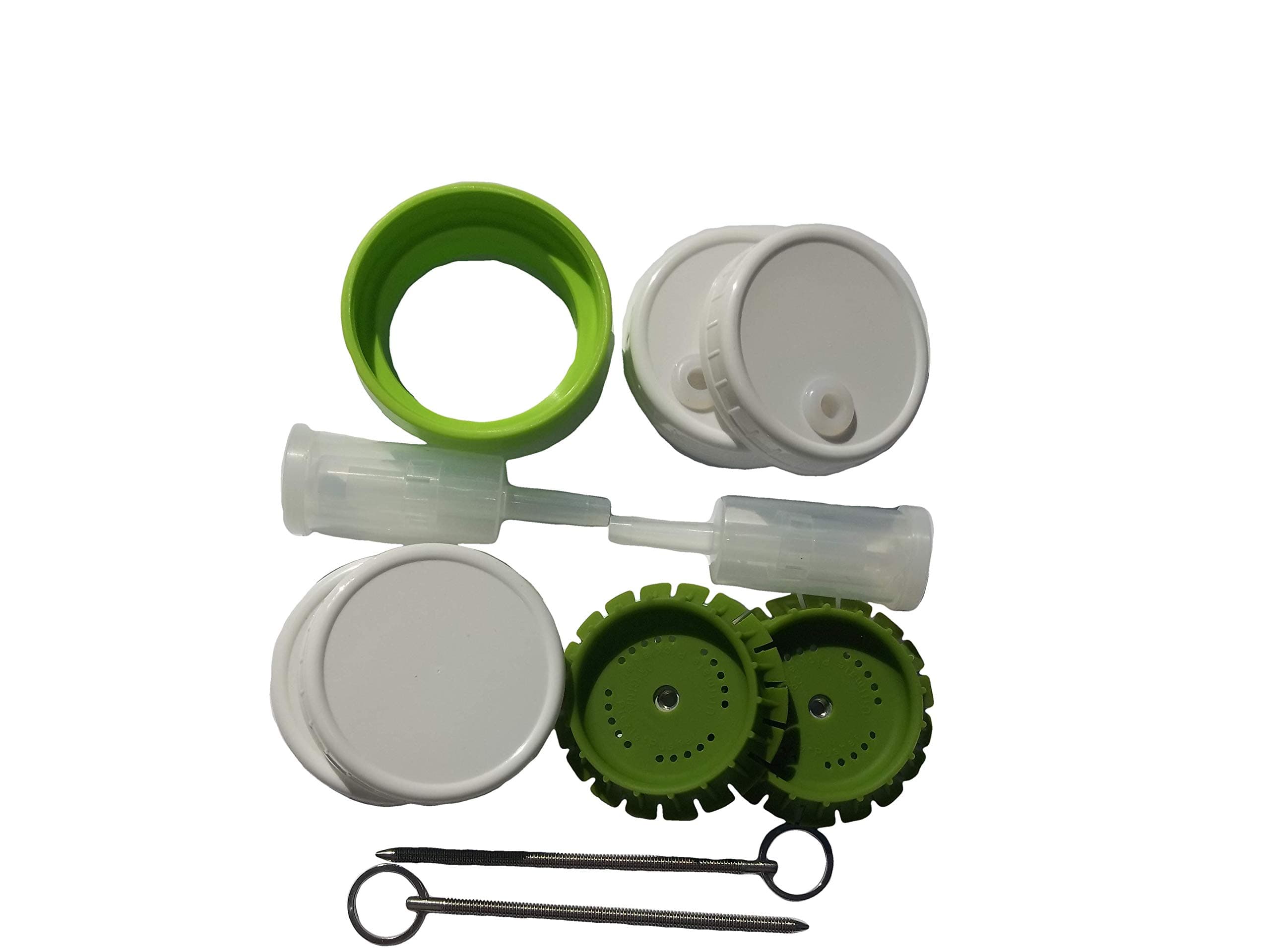 2 Pickle Pusher Small Batch Fermentation Kits. Complete with Airlock and Weight-Replacement. BPA Free. Holds 25X More Than Fermenting Weights. Fits Widemouth Mason Jars Not Included