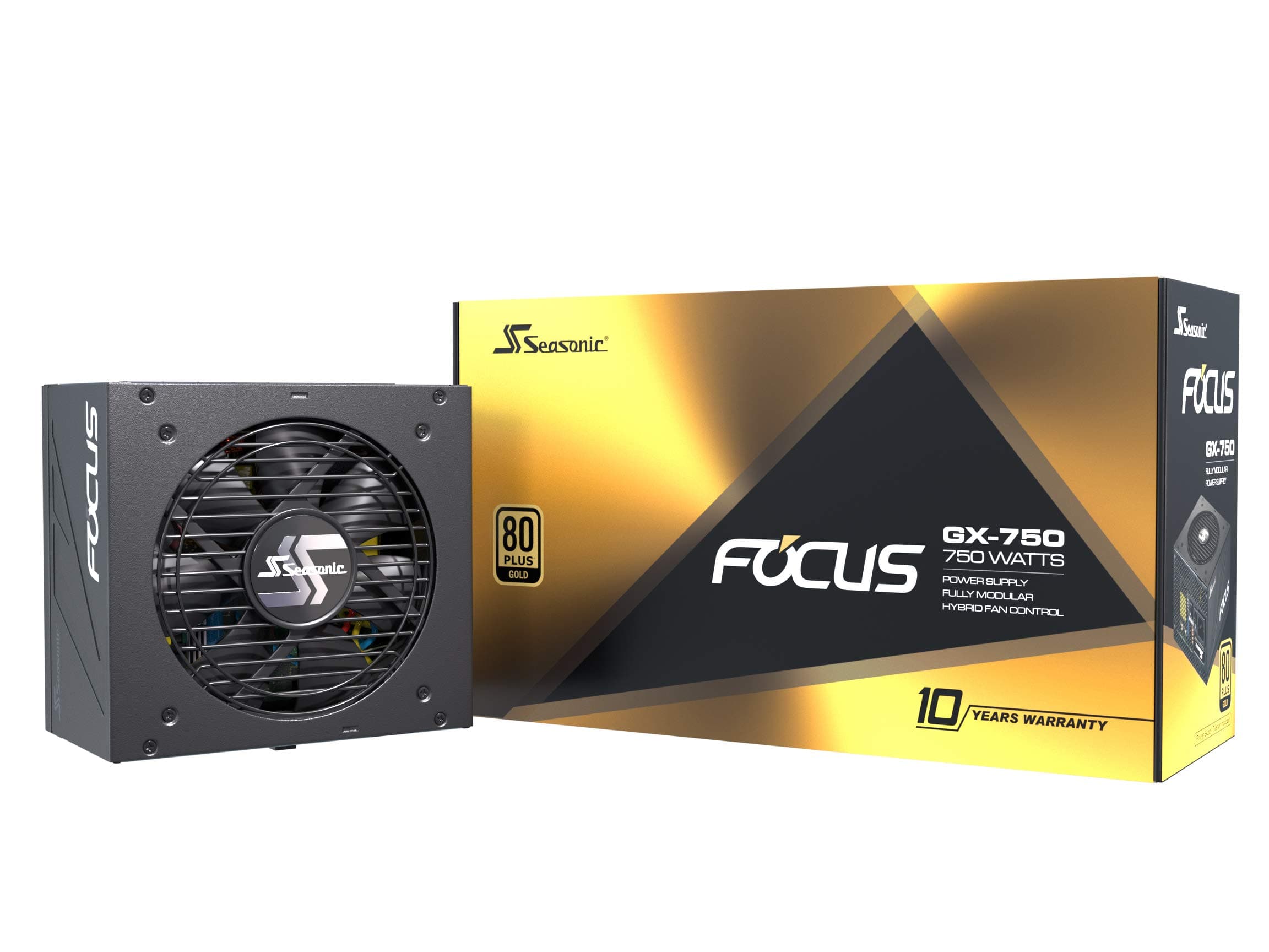 Seasonic FOCUS GX-750-750W - 80+ Gold - Full-Modular - ATX Form Factor - Low Noise - Premium Japanese Capacitor - 10 Year Warranty - Nvidia RTX 30/40 Super & AMD GPU Compatible (Ref. SSR-750FX)