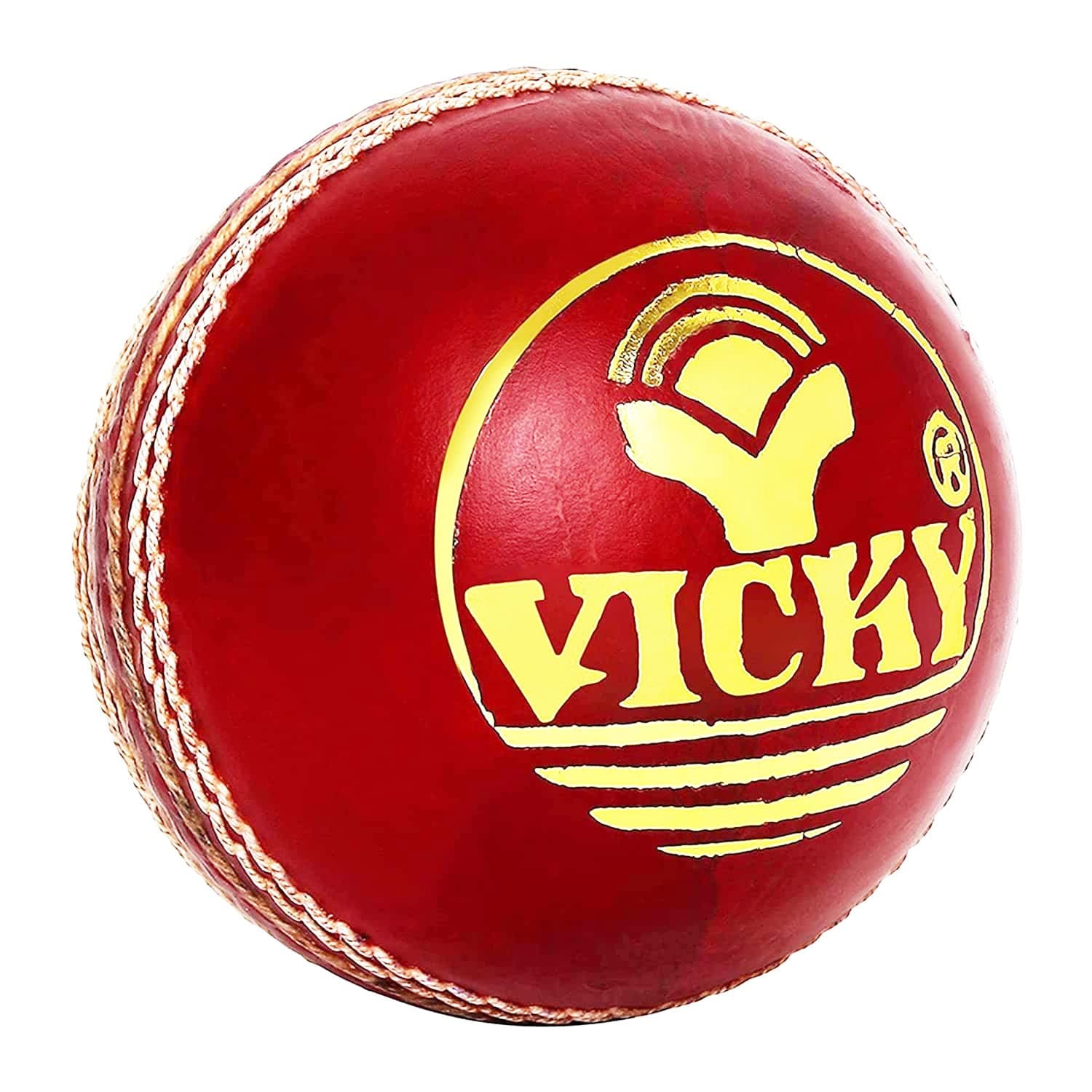 Vicky Jet Red Cricket Ball Constructed with Alumtanned Large Thick Leather Suits Every Balling Style Ideal for Professional Use