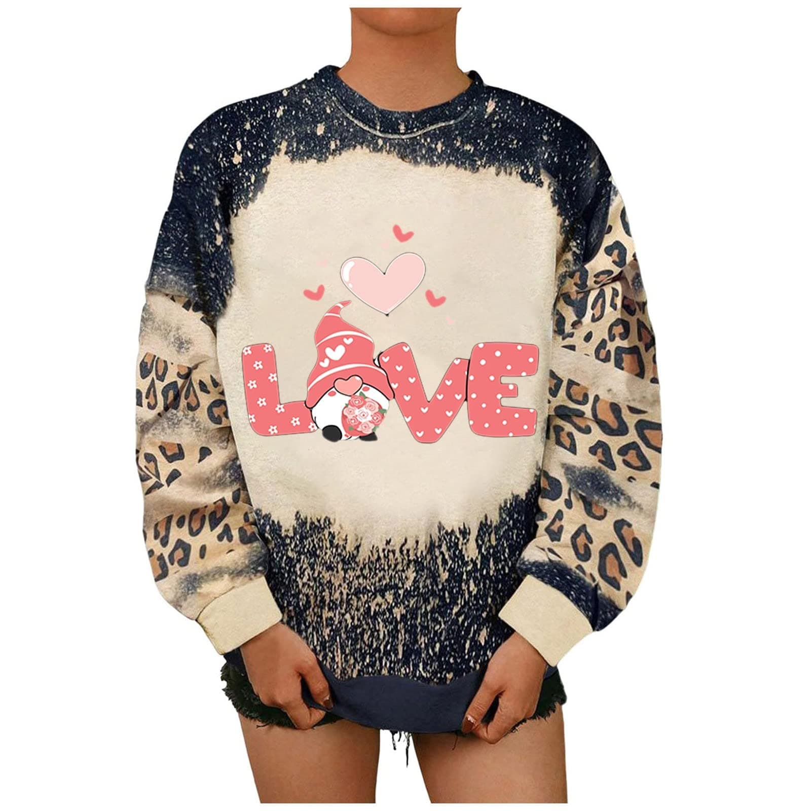 Valentines Day Jumper Women Long Sleeve Funny Heart Hoodies Graphic Fall Dressy Tops Casual Outdoor Tunic Tops Valentines Gifts for Her UK