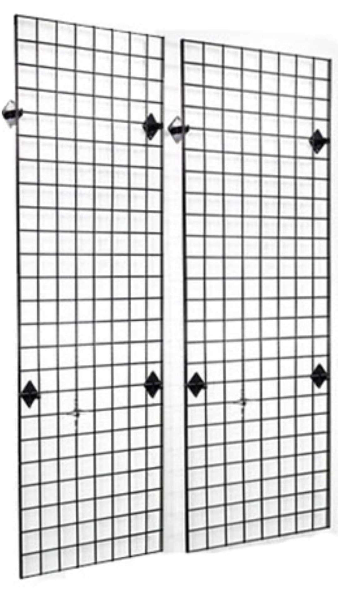 2' x 6' Grid Panel Wall Display Kit, 2-Pack. Matte Black