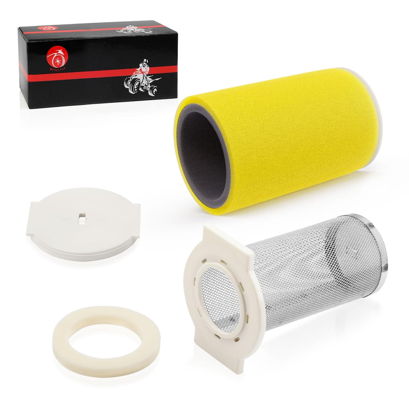 Air Filter & Guide & END CAP Kit For Yamaha Big Bear 350 Moto-4 250 350 Timberwolf 250 YFB250 1987-2000 Kodiak 400 YFM400FW 1993-1999