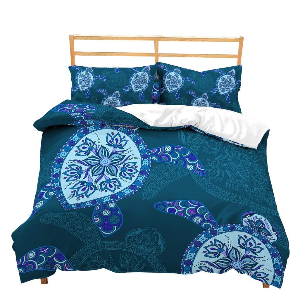 FeelyouSea Animal Duvet Cover Set Turtle Print King Size Bedding Set 3D Gorgeous Luxury Microfiber Polyester Comforter Cover with 2 Pillow Shams, Zipper, Soft Lightweight Marine Life, 3 Pieces