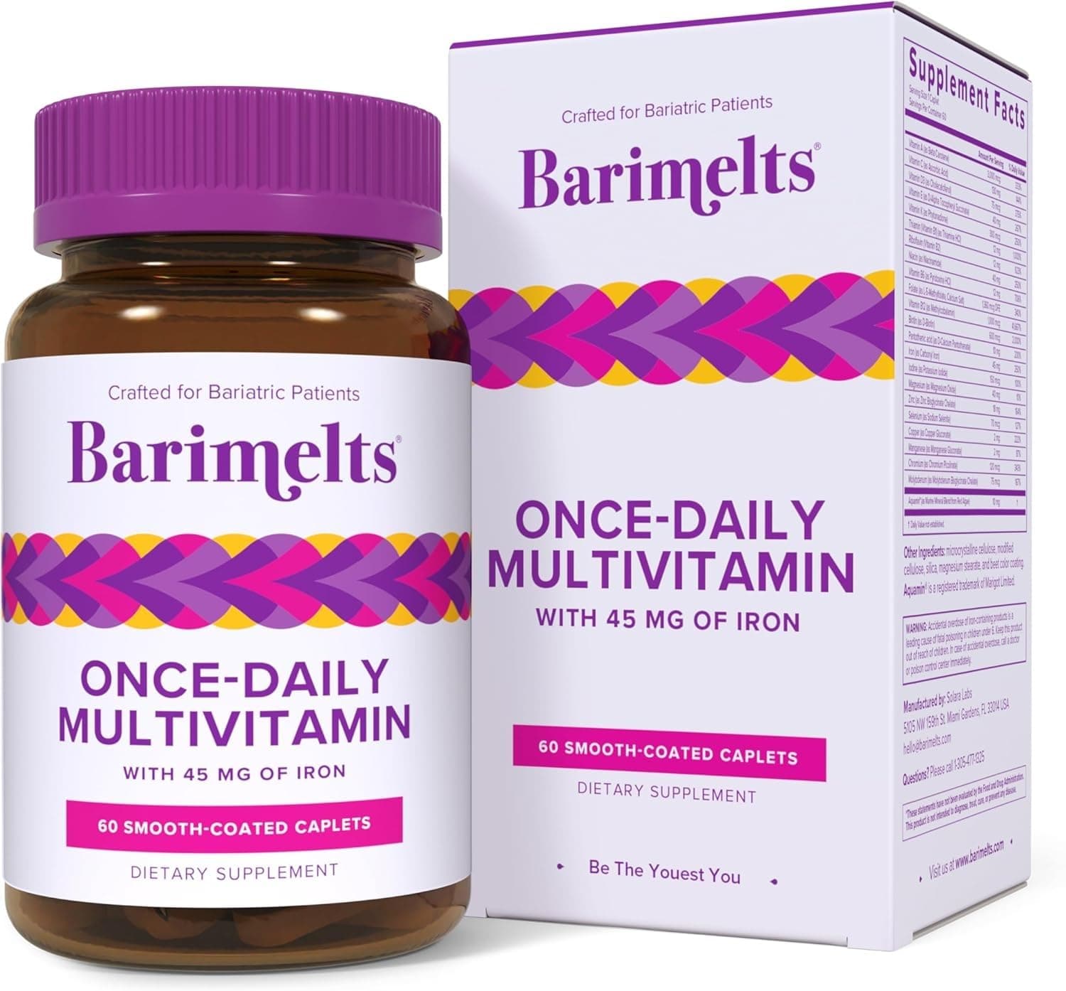 Once Daily Bariatric Multivitamin with Iron, 60 Easy-Swallow Caplets (2-Month Supply), Multivitamin for Women, Multimineral Complex, Supports Nutrition After Bariatric Surgery​