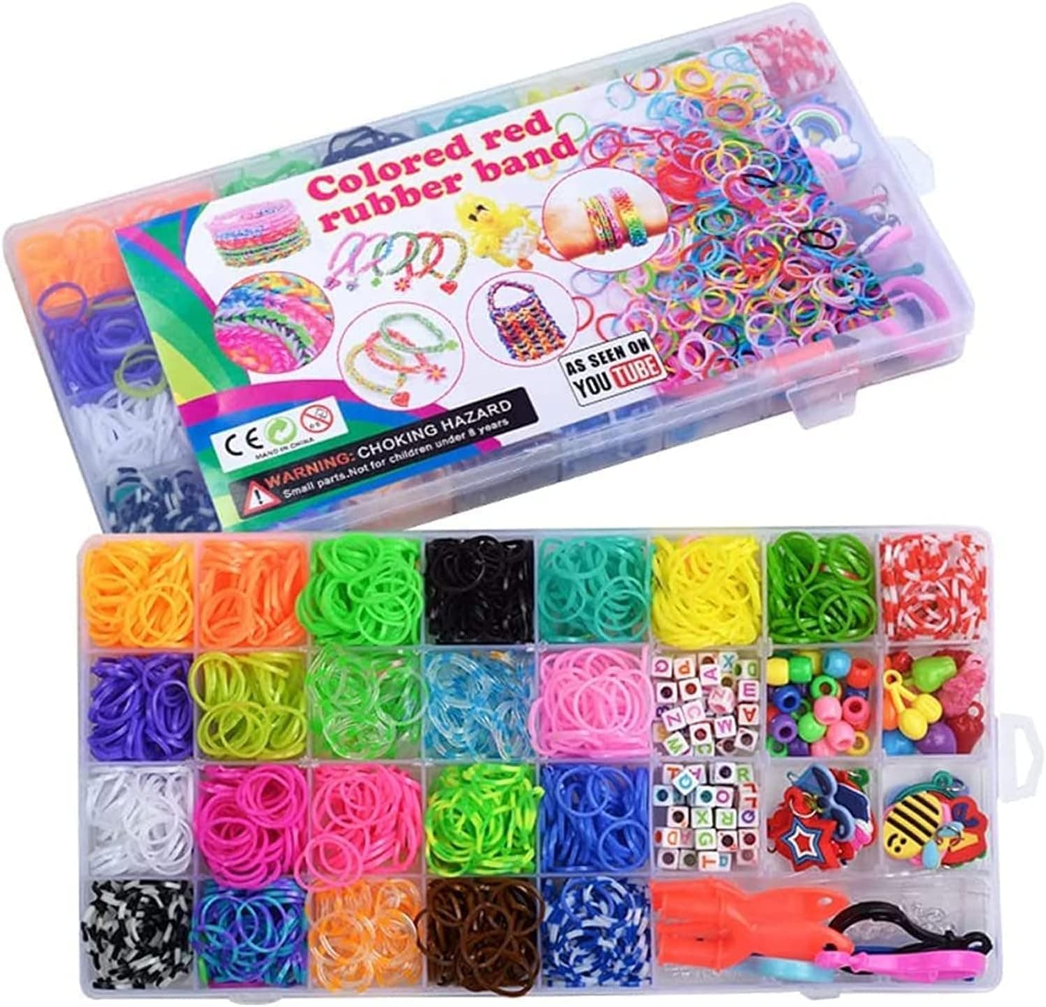 Rubber Band Kit,1500 + Coloured Rubber Bands Set DIY Colour Rubber Band Crafting Children's Toys Braided Bracelet Set