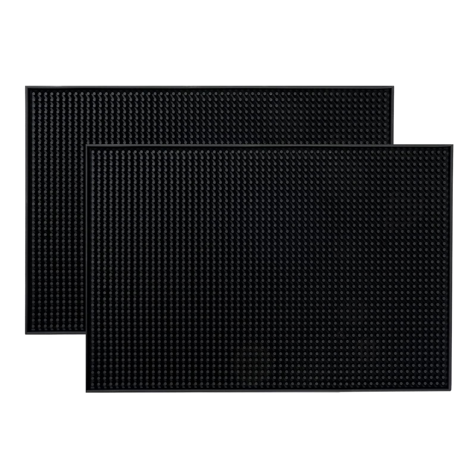 BARsics PVC Bar Service Mat for Cocktail Bartender 18x12 inches (Black 2-Pack)