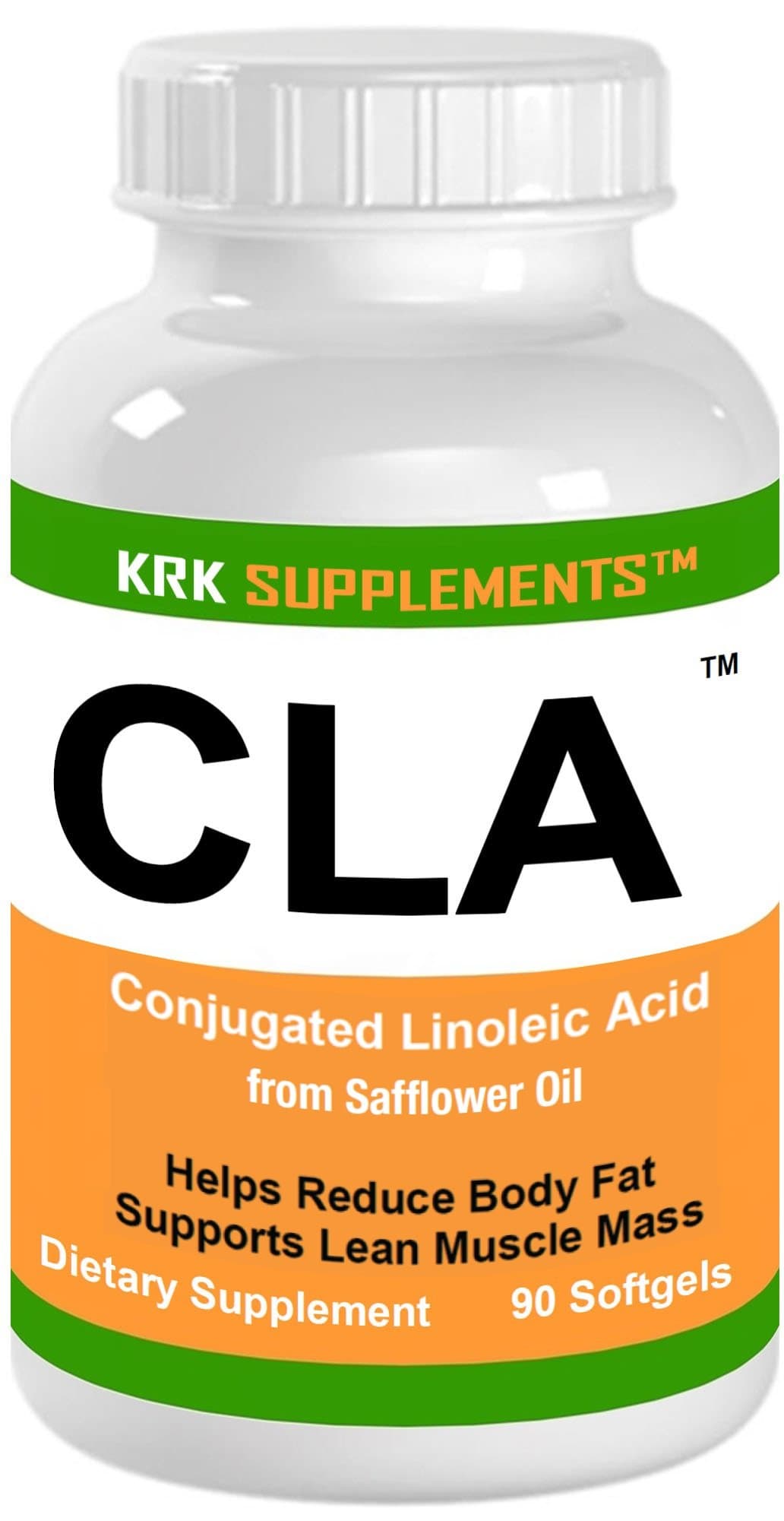 1 Bottle CLA Conjugated Linoleic Acid from Safflower Oil 3000mg (3 Grams) Per Serving 90 Softgels KRK Supplements