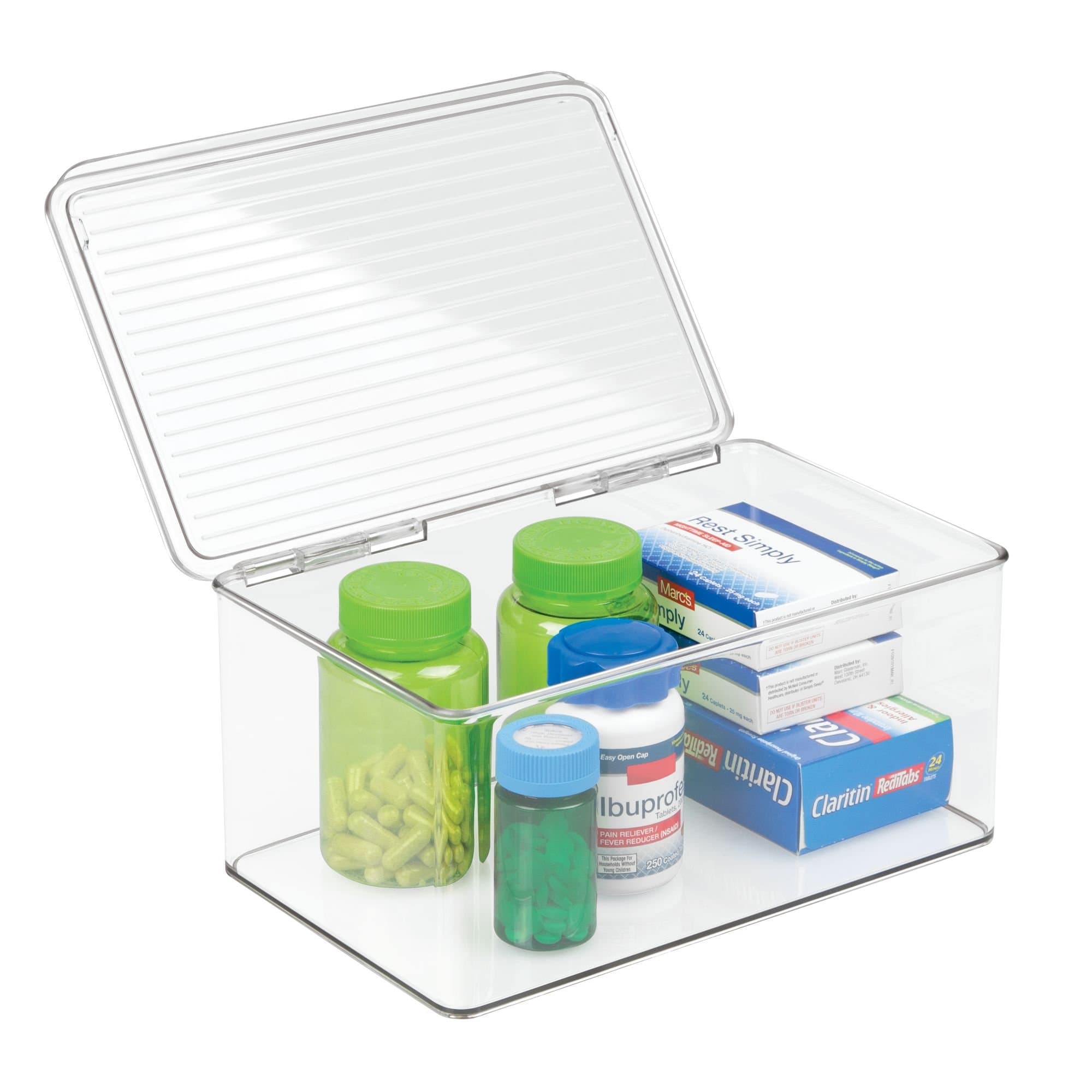 InterDesign Med+ Storage Box Organiser for Vitamins, Medicine, Medical, Dental Supplies - 4.5l, Clear