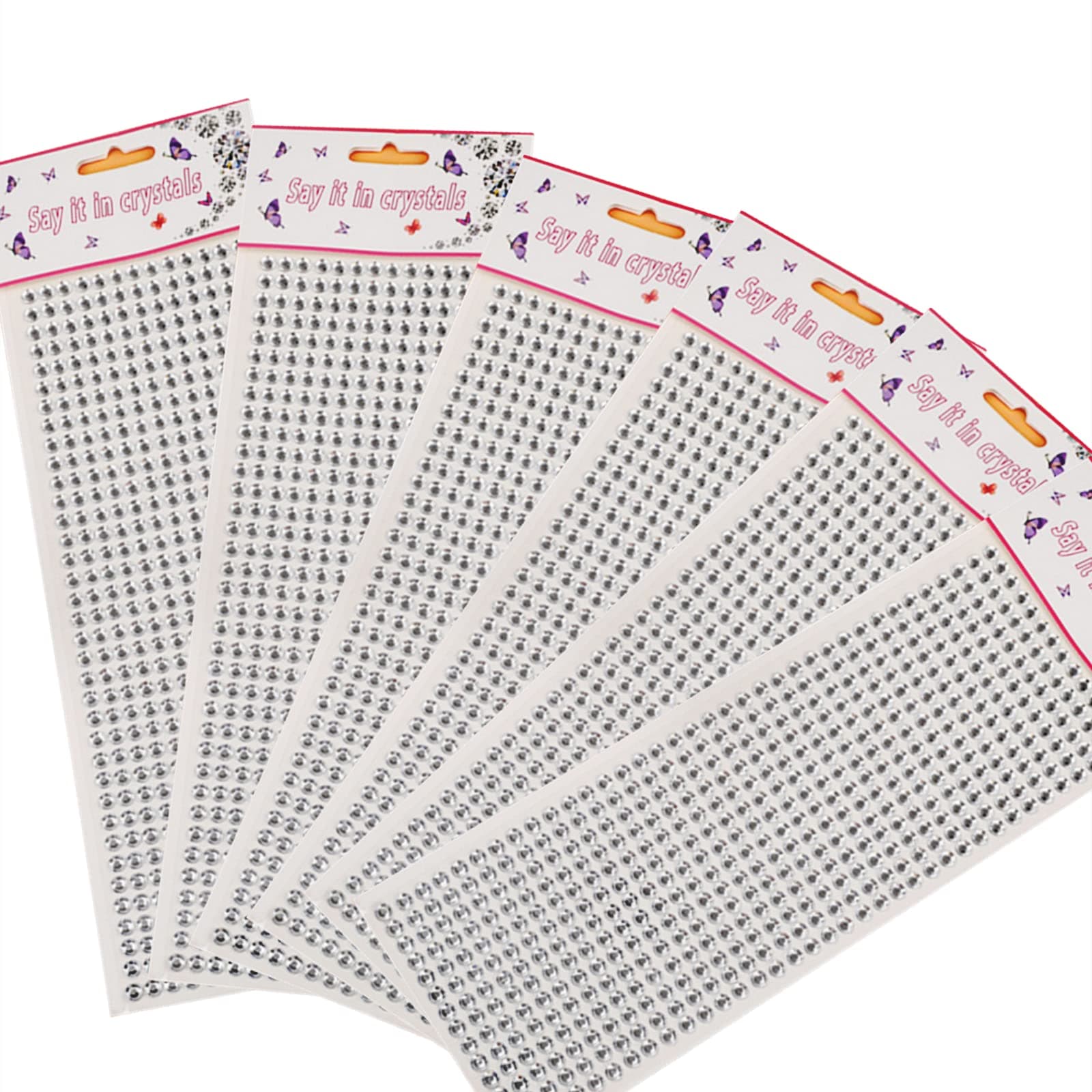 3108 Pieces of Rhinestone Stickers, Children's Diamond Stickers, self-Adhesive face gems, Makeup Stage Pasted Crystal gems, Nail Art Stickers. (Silver)