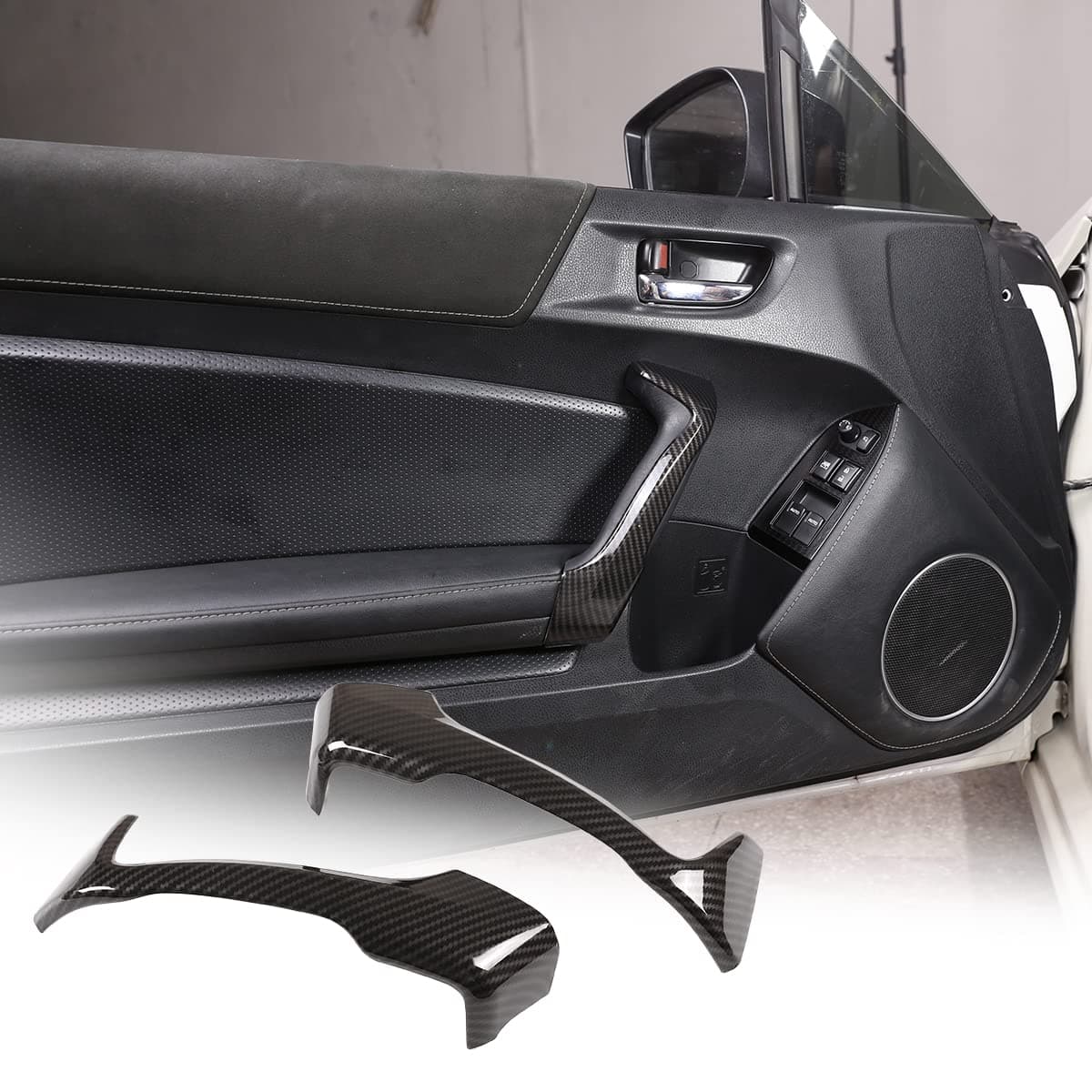 YIWANG ABS Carbon Fiber Inner Door Handles Covers Interior Decoration Trim for Subaru BRZ Toyota 86 2013-2020 Car Accessories (Carbon Fiber)