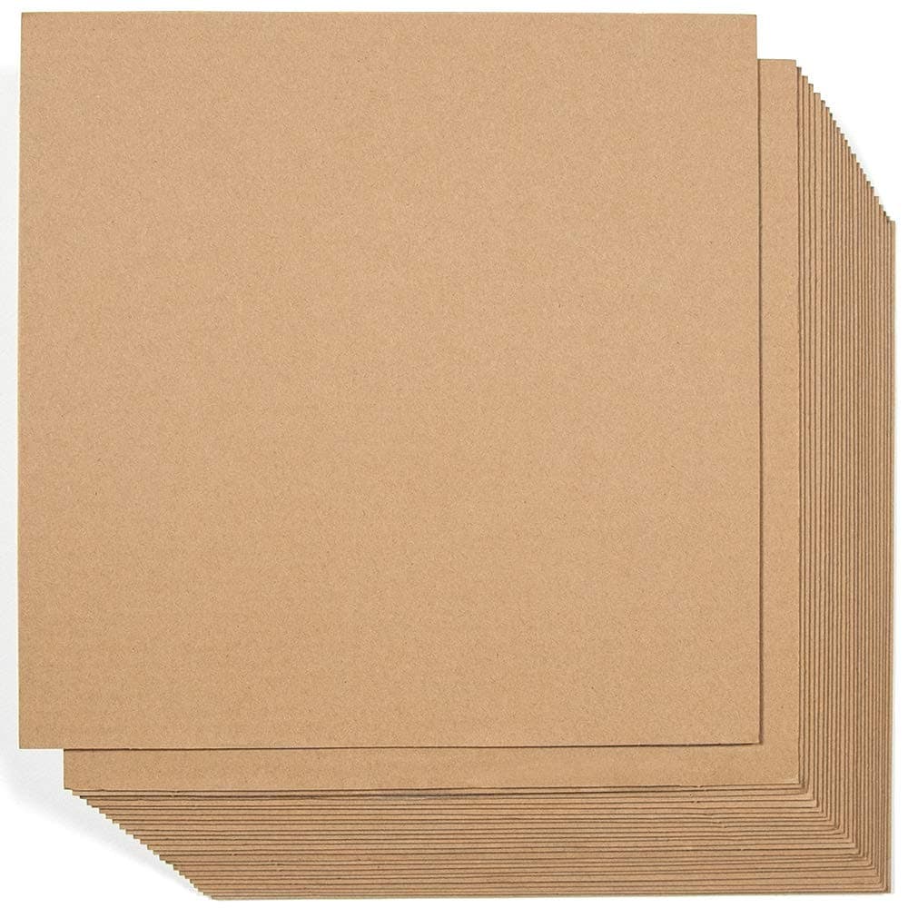 KARRES Corrugated Cardboard Sheets 12x12 Inches Brown Kraft Paper Inserts for Packing, Mailing, Crafts Squared Size (24 PACKS)