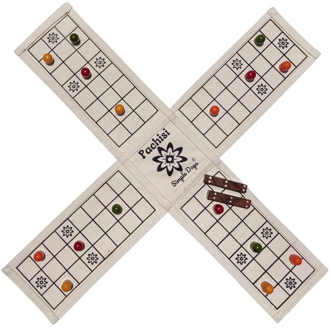 SIMPLE DAYS Pachisi Pagade Thayam Chaupad Ludo Indian Traditional Board Game, Multicolor