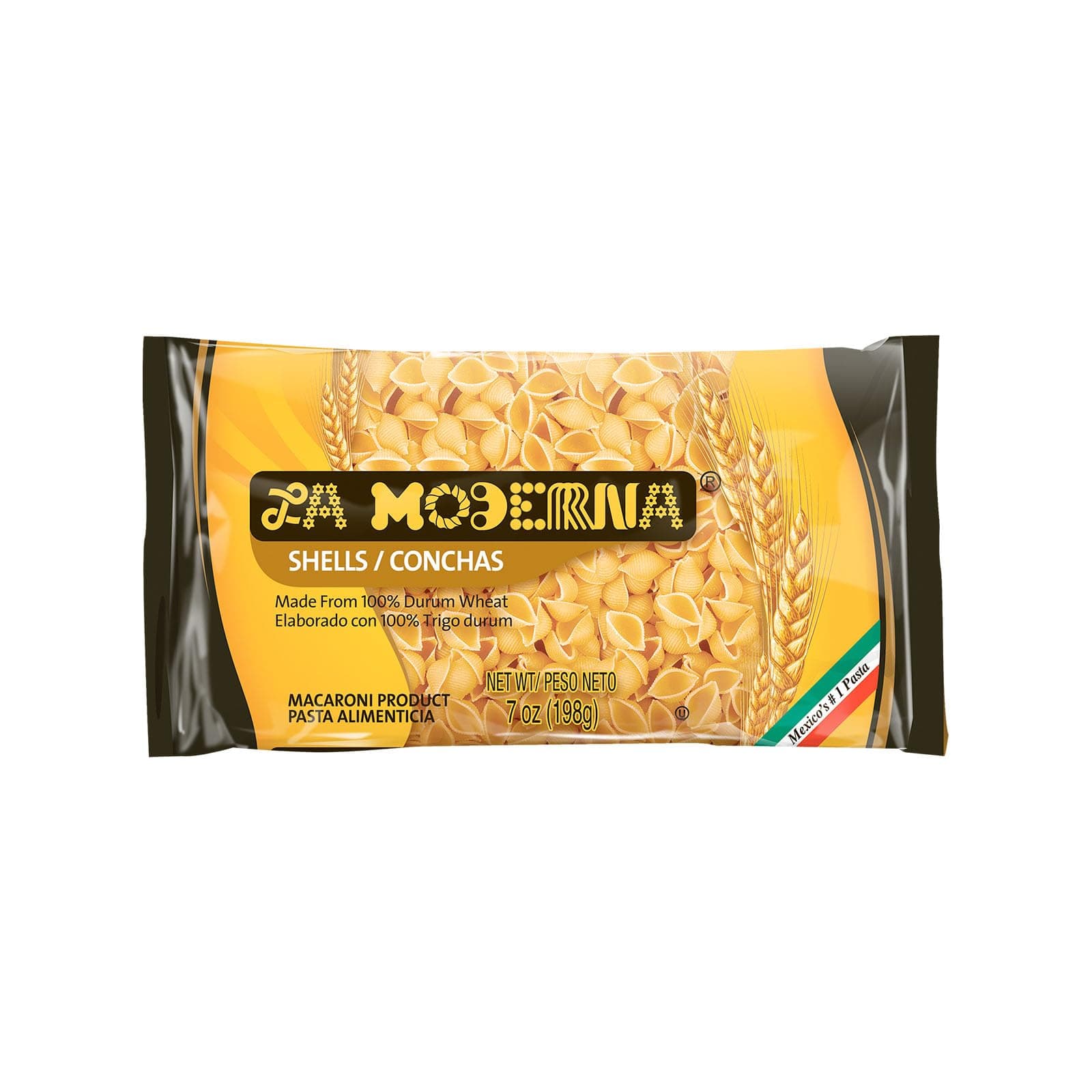 LA MODERNA, Shells, Made with Durum Wheat Semolina, Enriched with Vitamins and Iron, Traditional Mexican Pasta, 7 oz