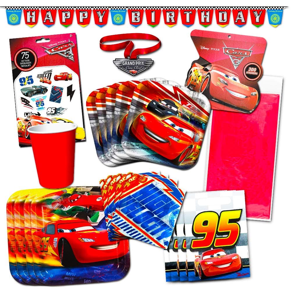 Disney Cars Party Supplies Ultimate Set - Birthday Party Decorations, Party Favors, Plates, Cups, Napkins, Table Cover and More!
