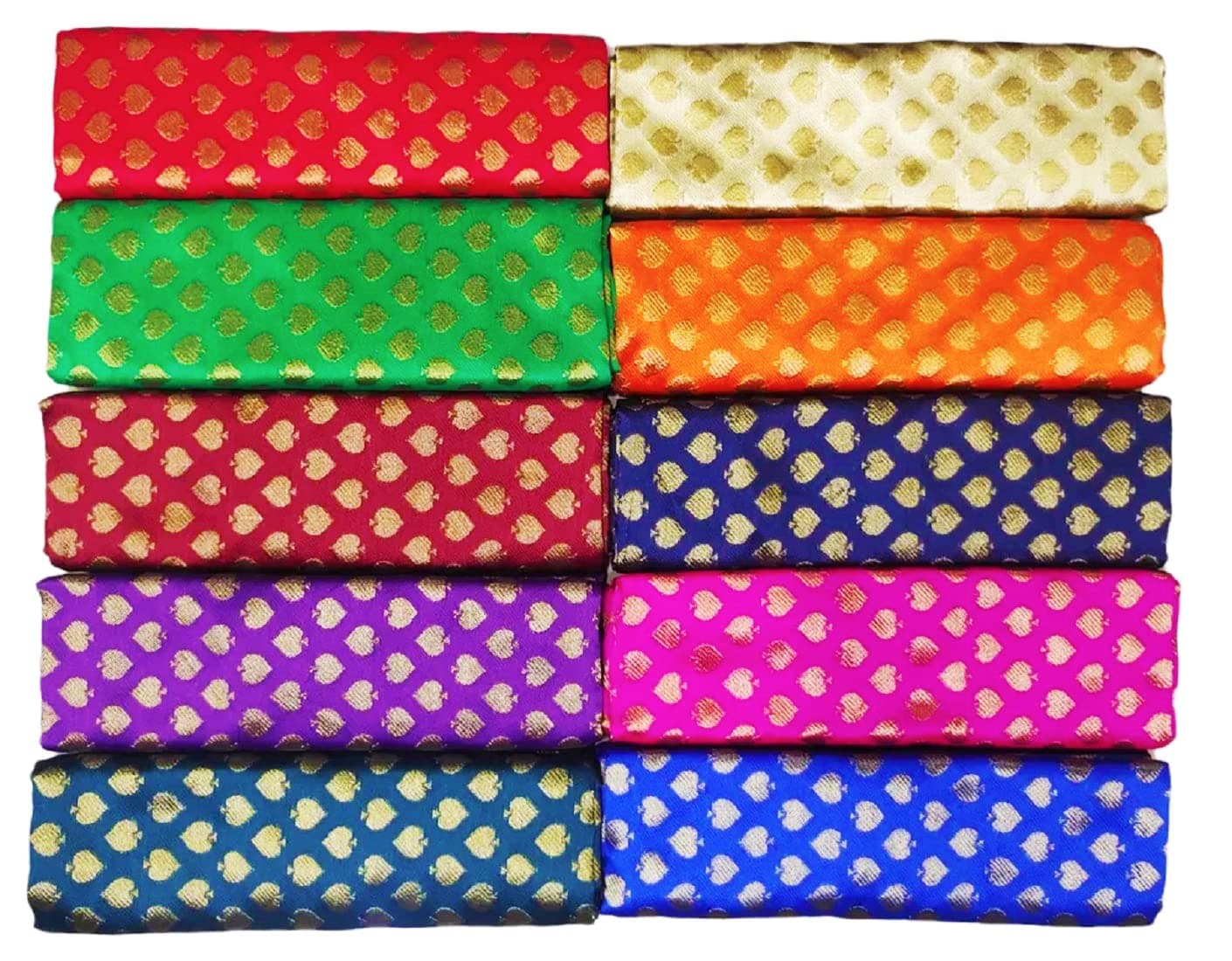 Women's Blouse Piece Silk Cotton Blend Unstitched Blouse Materials 1 meters Each,Multicolour (Pack of 10)